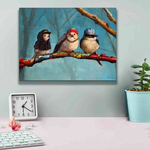 Image of 'Birdz In Da Hood' by Lucia Heffernan, Canvas Wall Art,16x12