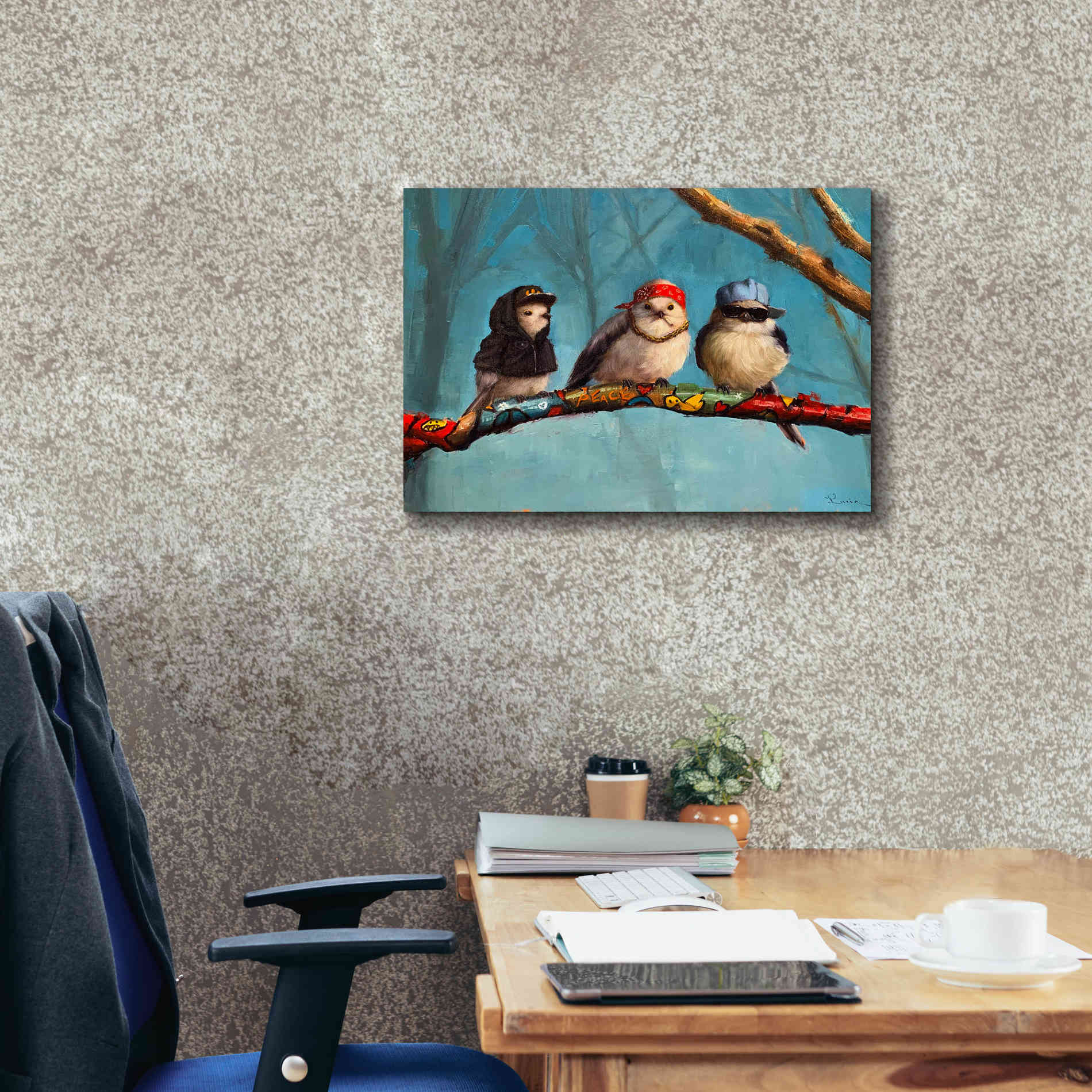 'Birdz In Da Hood' by Lucia Heffernan, Canvas Wall Art,26x18