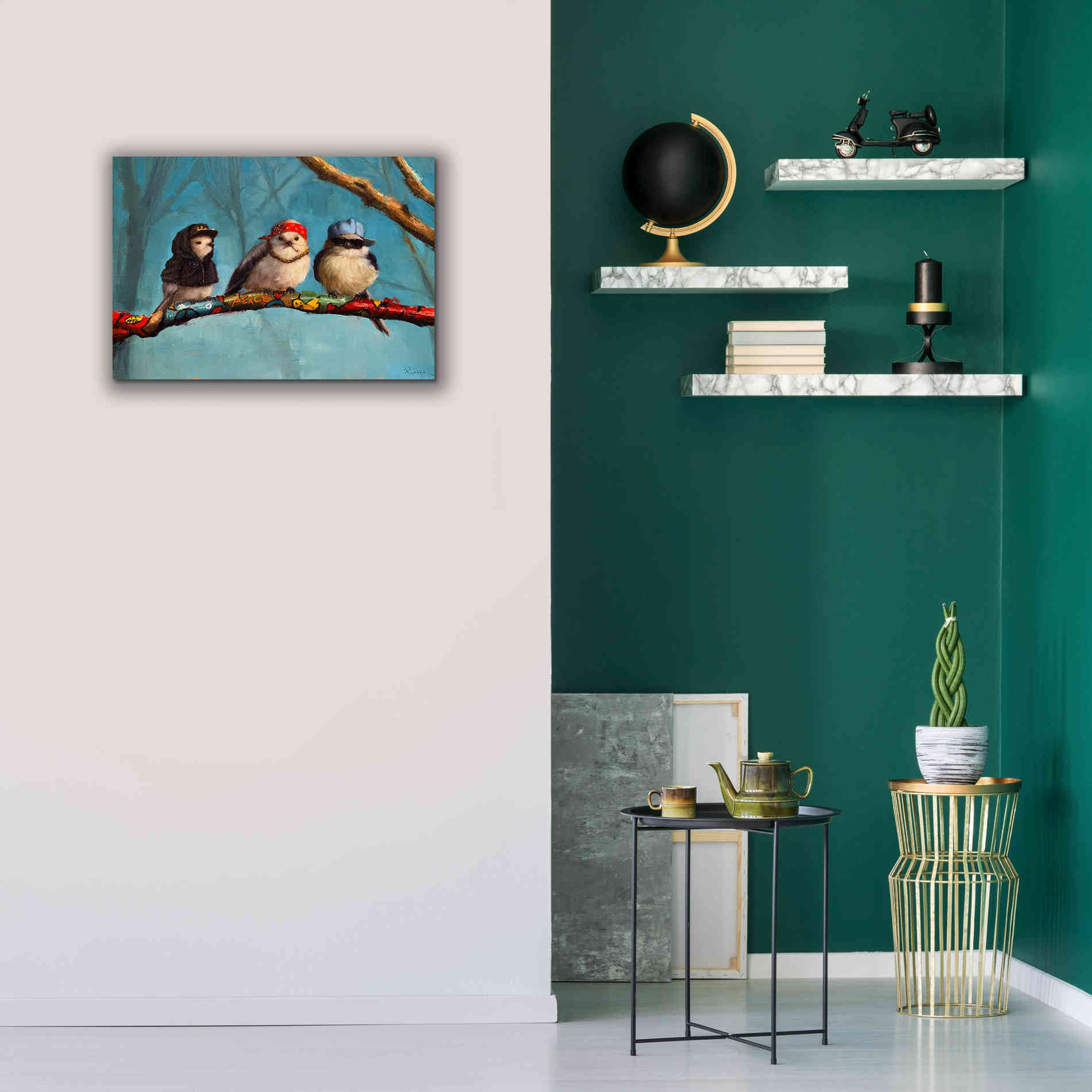 'Birdz In Da Hood' by Lucia Heffernan, Canvas Wall Art,26x18