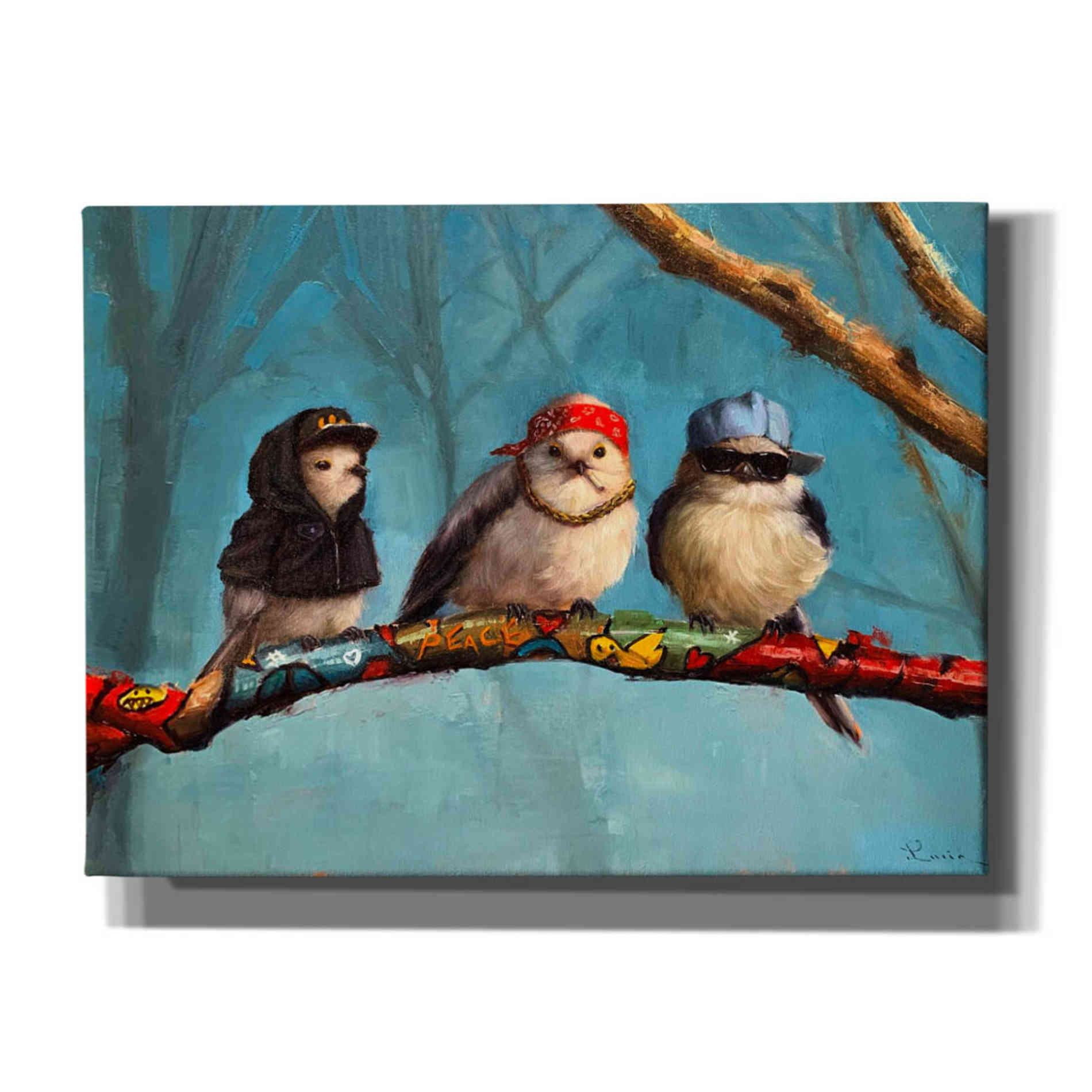 'Birdz In Da Hood' by Lucia Heffernan, Canvas Wall Art