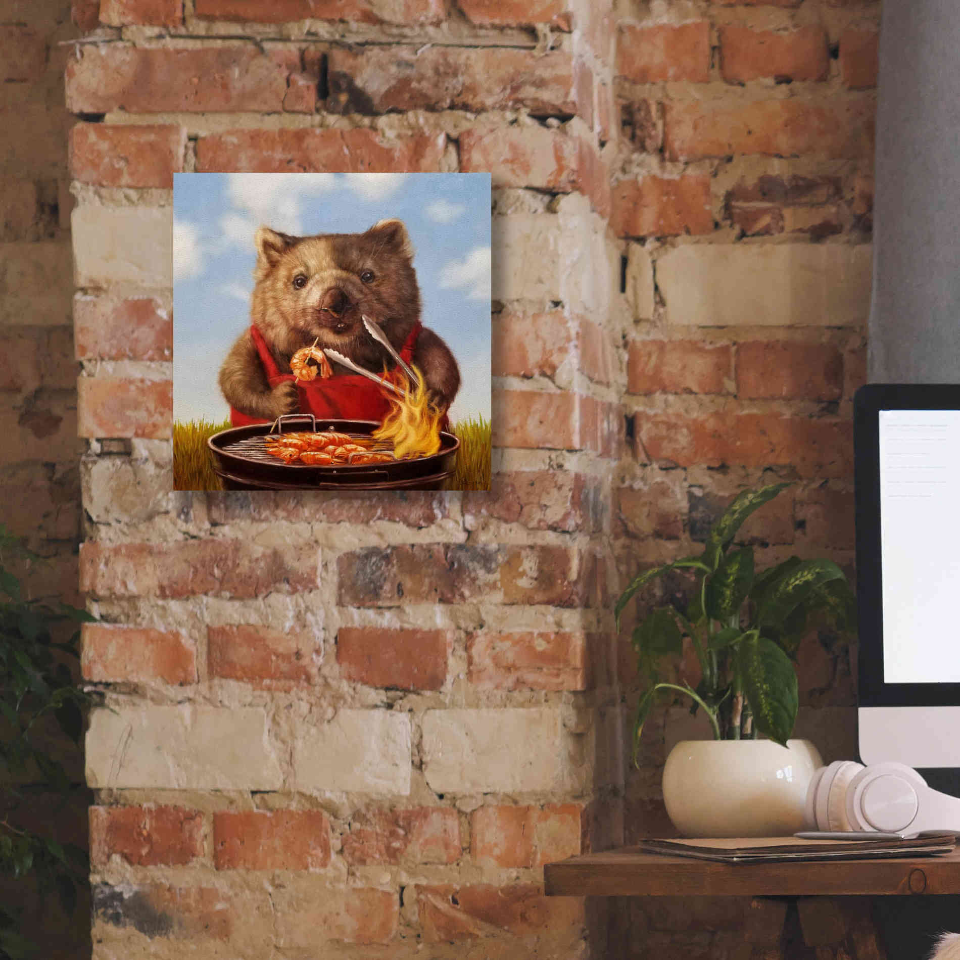 'Shrimp On The Barbie' by Lucia Heffernan, Canvas Wall Art,12x12