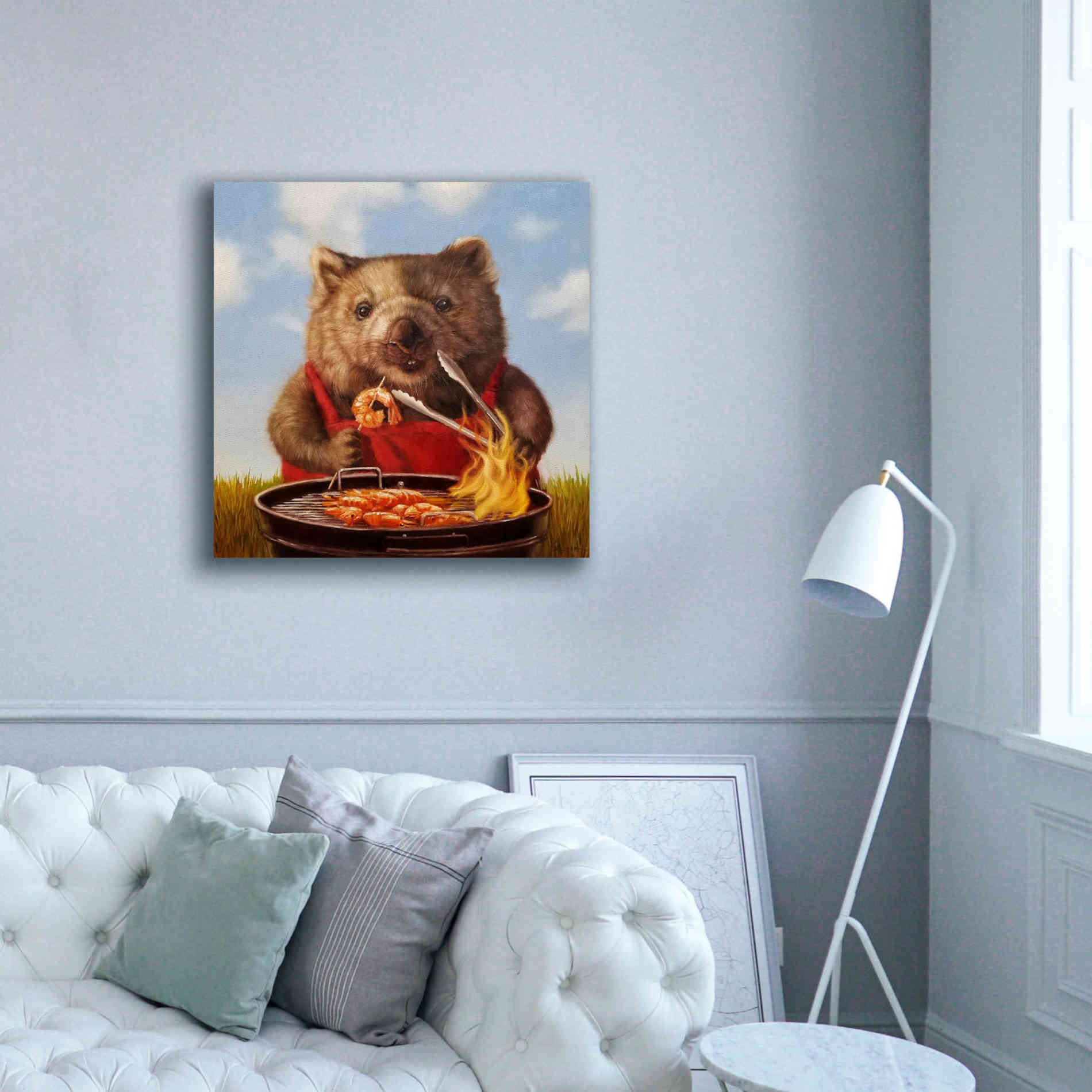 'Shrimp On The Barbie' by Lucia Heffernan, Canvas Wall Art,37x37