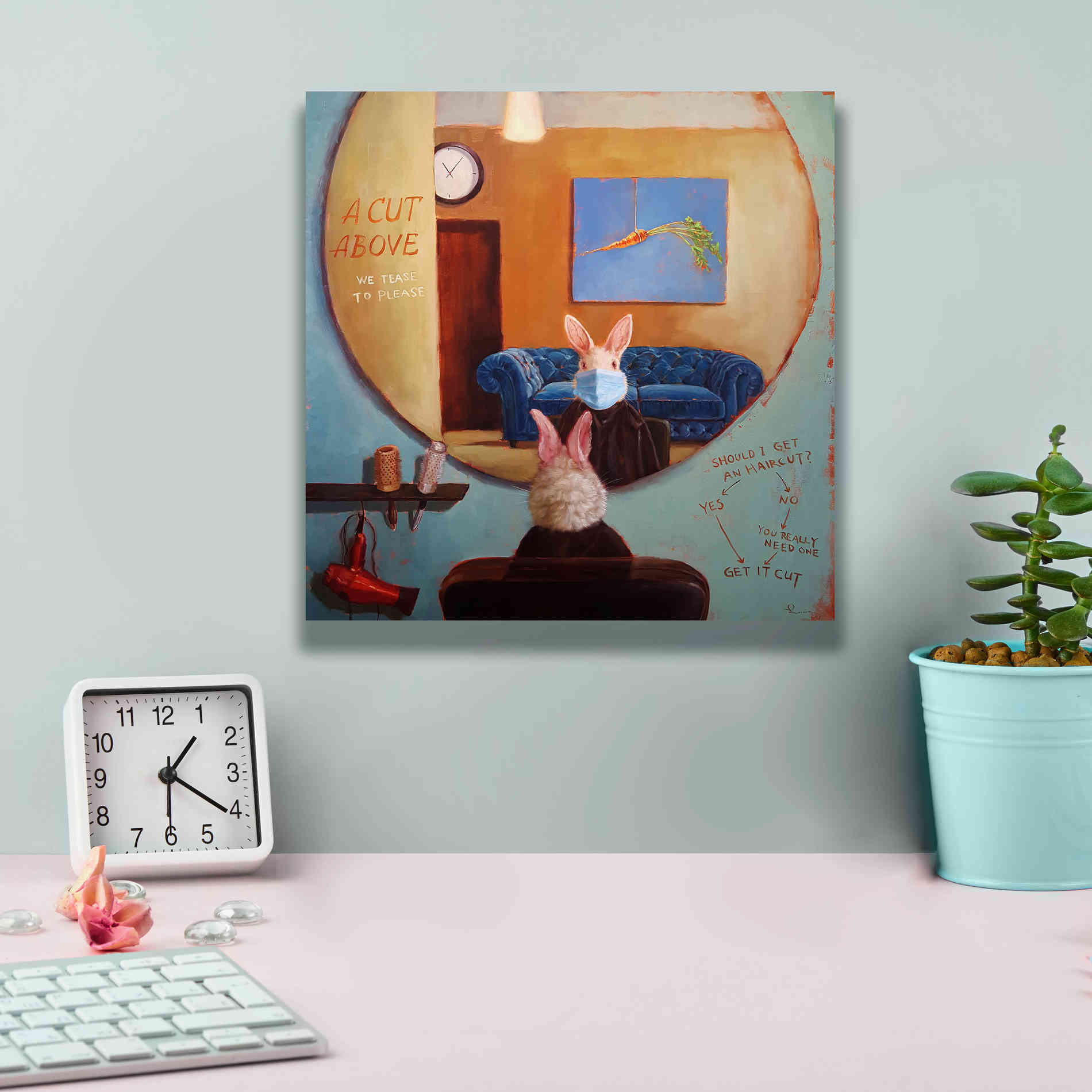 'Pandemic Haircut' by Lucia Heffernan, Canvas Wall Art,12x12