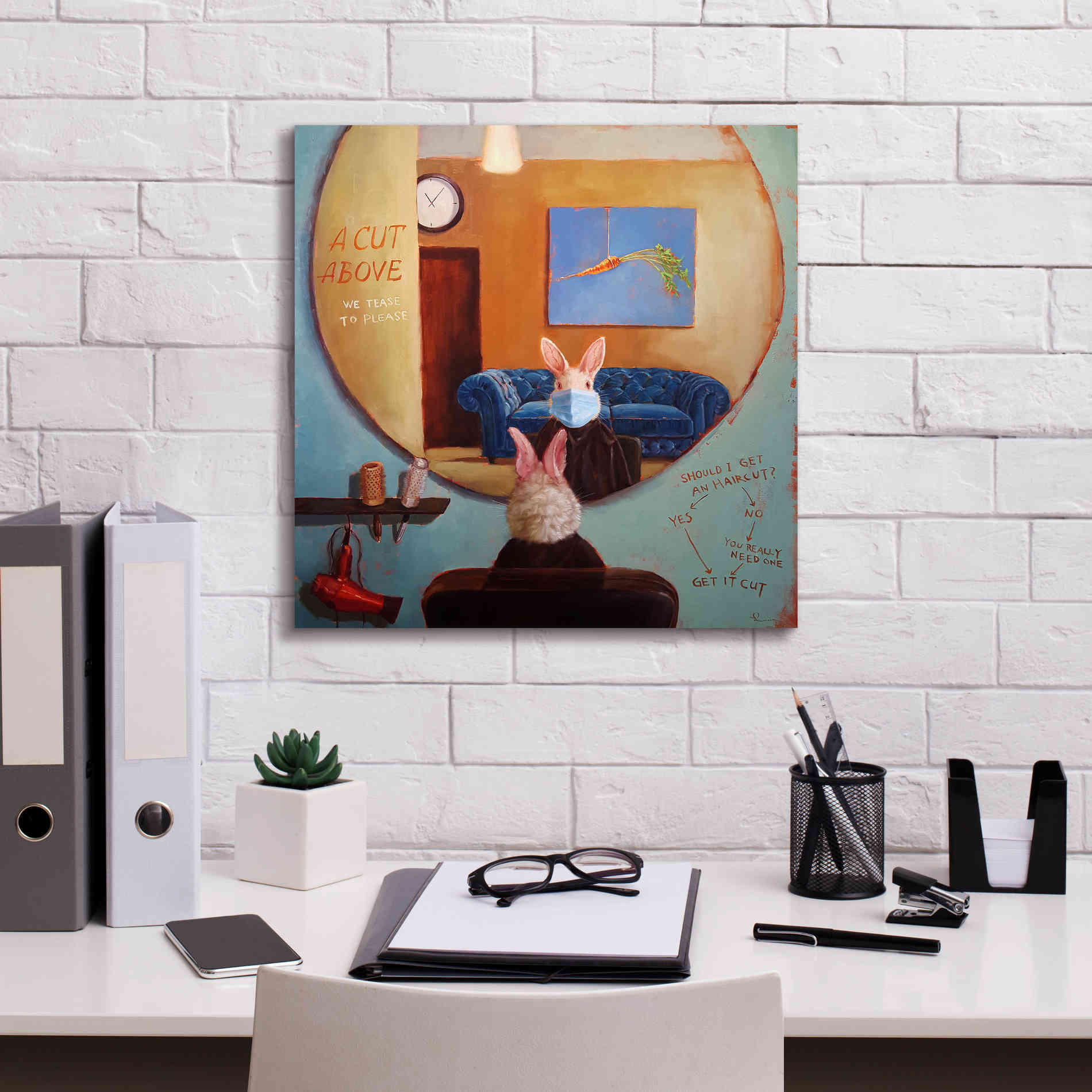 'Pandemic Haircut' by Lucia Heffernan, Canvas Wall Art,18x18