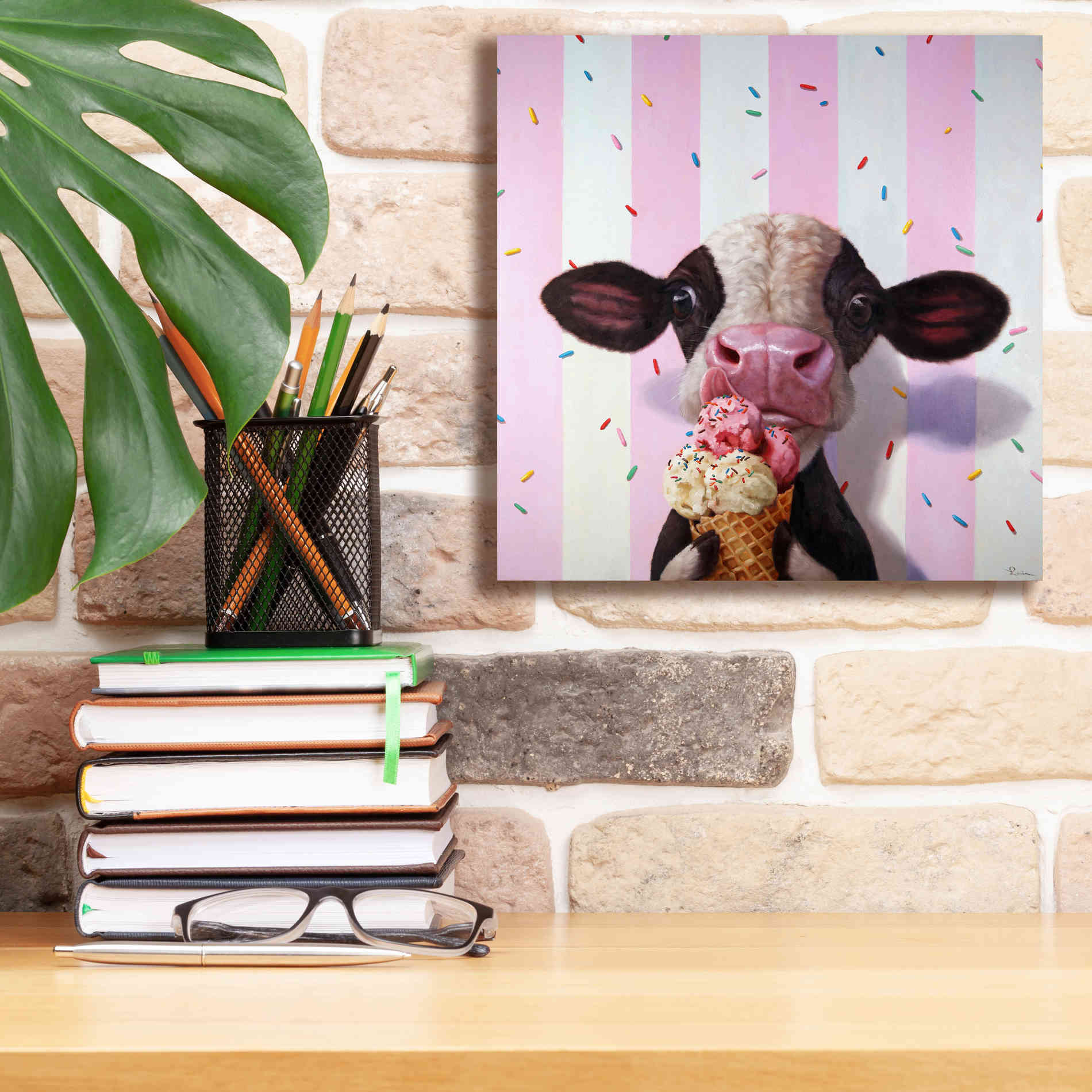 'Mooo-Licious' by Lucia Heffernan, Canvas Wall Art,12x12