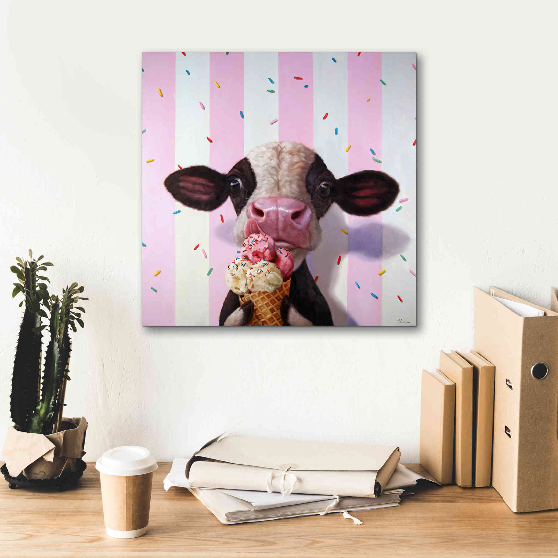 'Mooo-Licious' by Lucia Heffernan, Canvas Wall Art,18x18