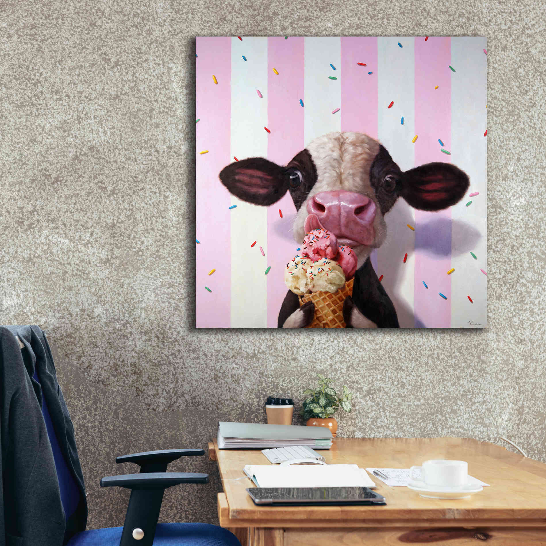 'Mooo-Licious' by Lucia Heffernan, Canvas Wall Art,37x37