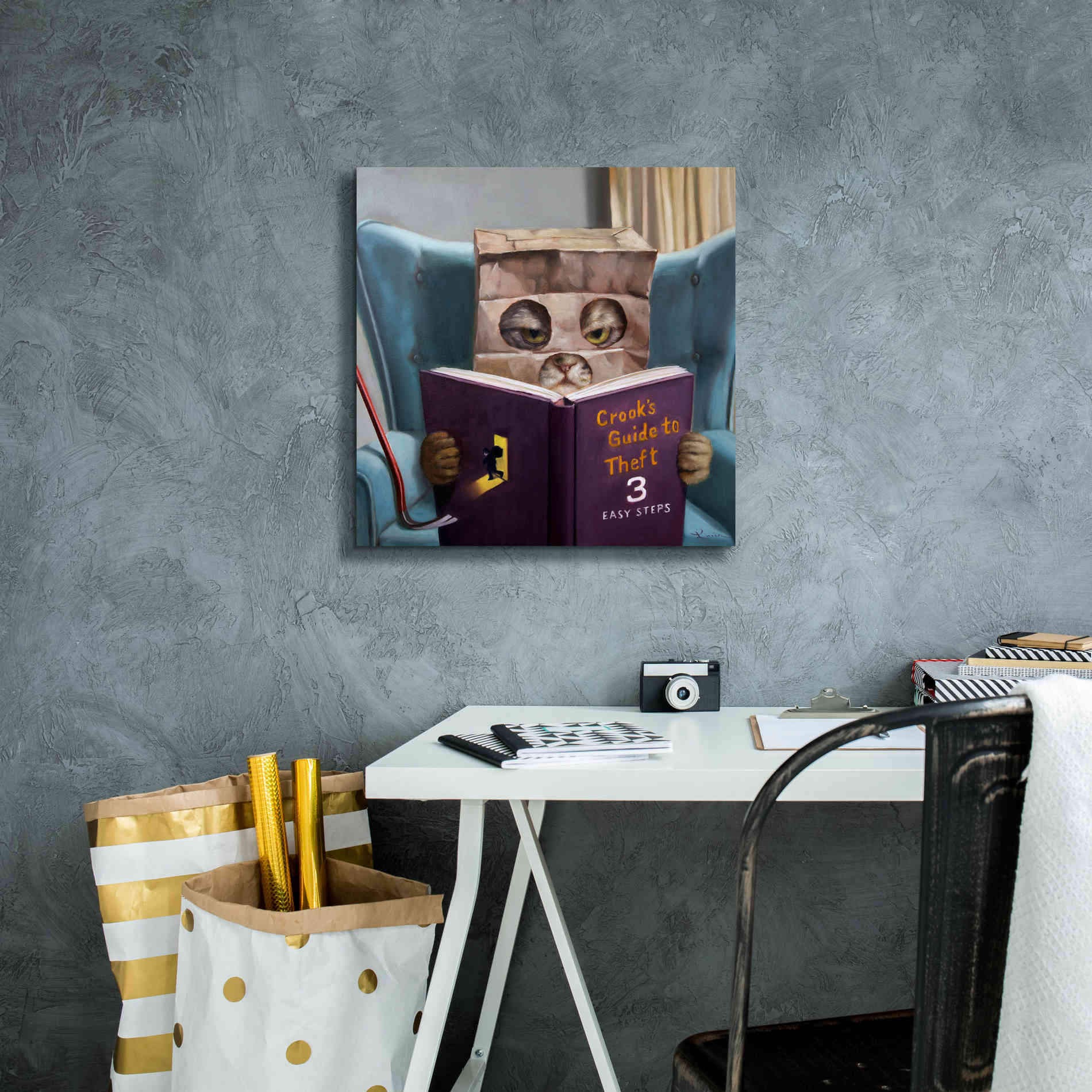 'Cat Burglar 2' by Lucia Heffernan, Canvas Wall Art,18x18