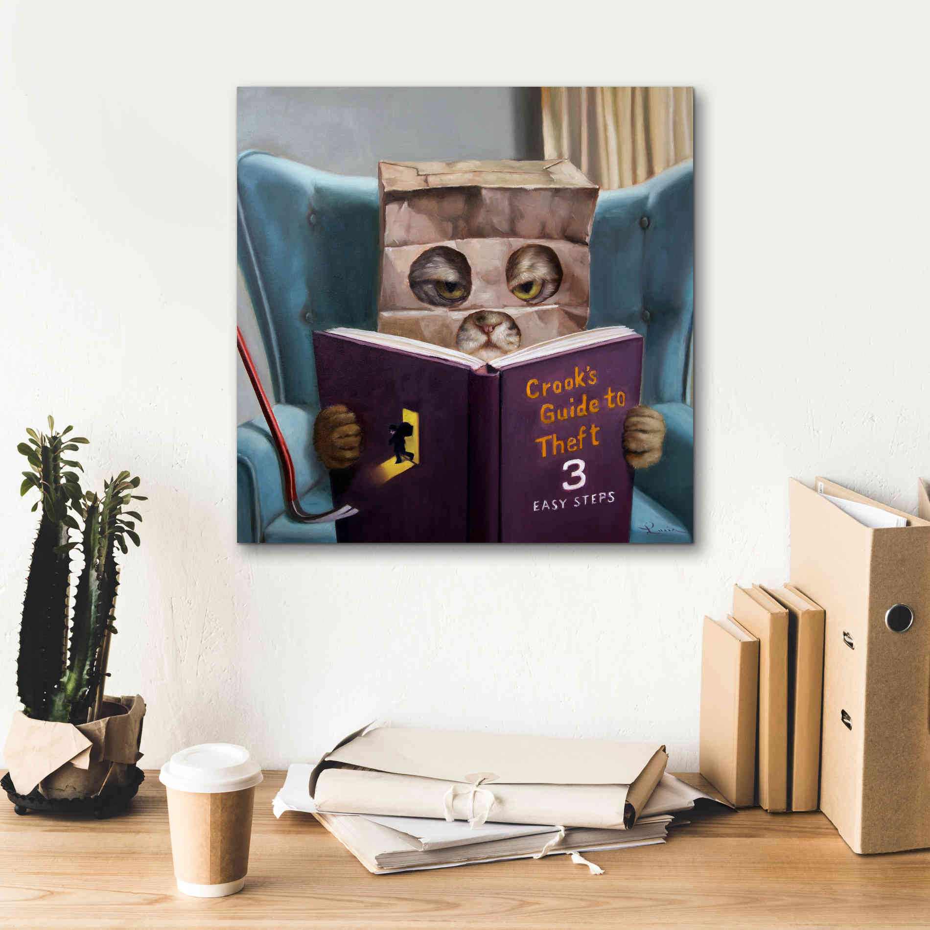 'Cat Burglar 2' by Lucia Heffernan, Canvas Wall Art,18x18