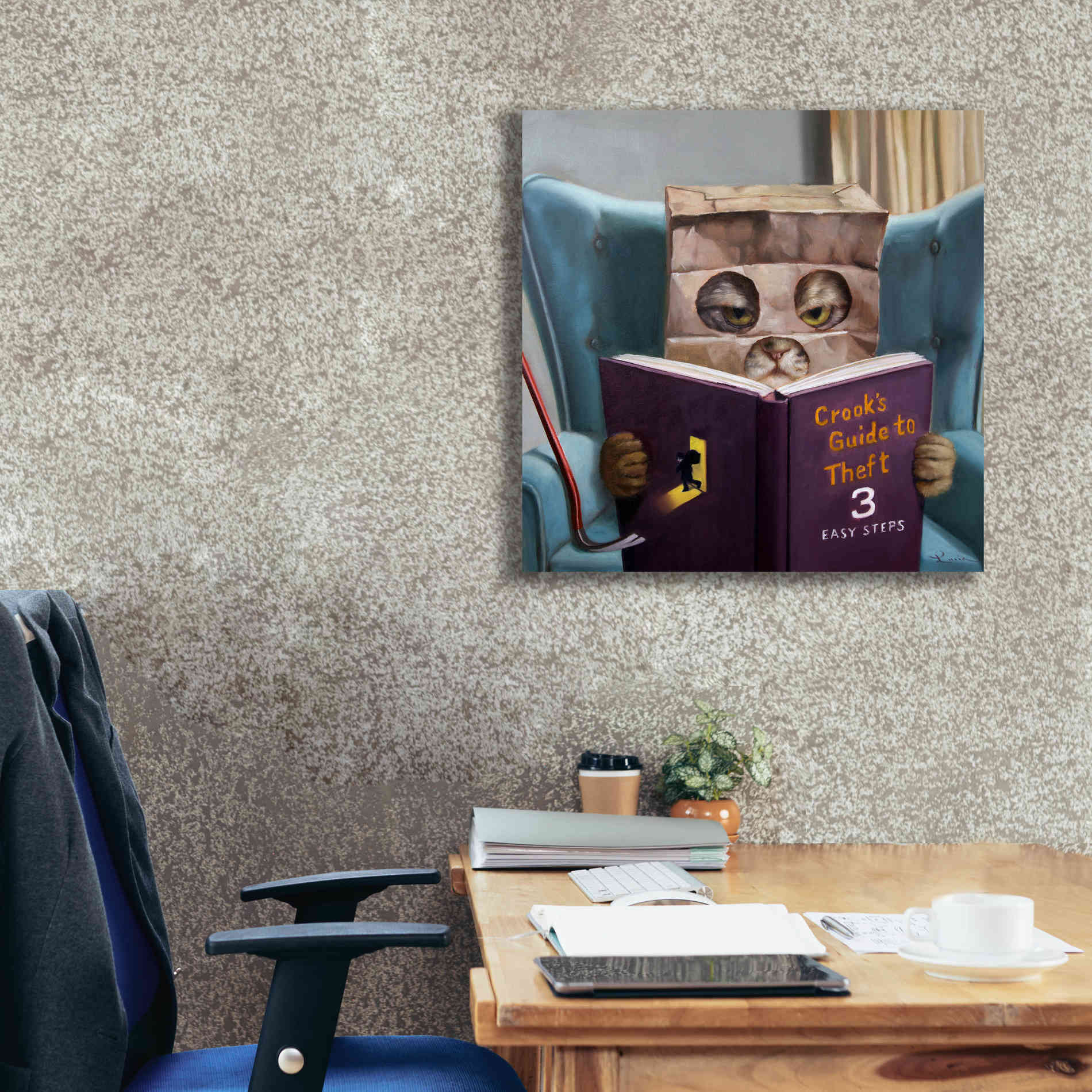 'Cat Burglar 2' by Lucia Heffernan, Canvas Wall Art,26x26