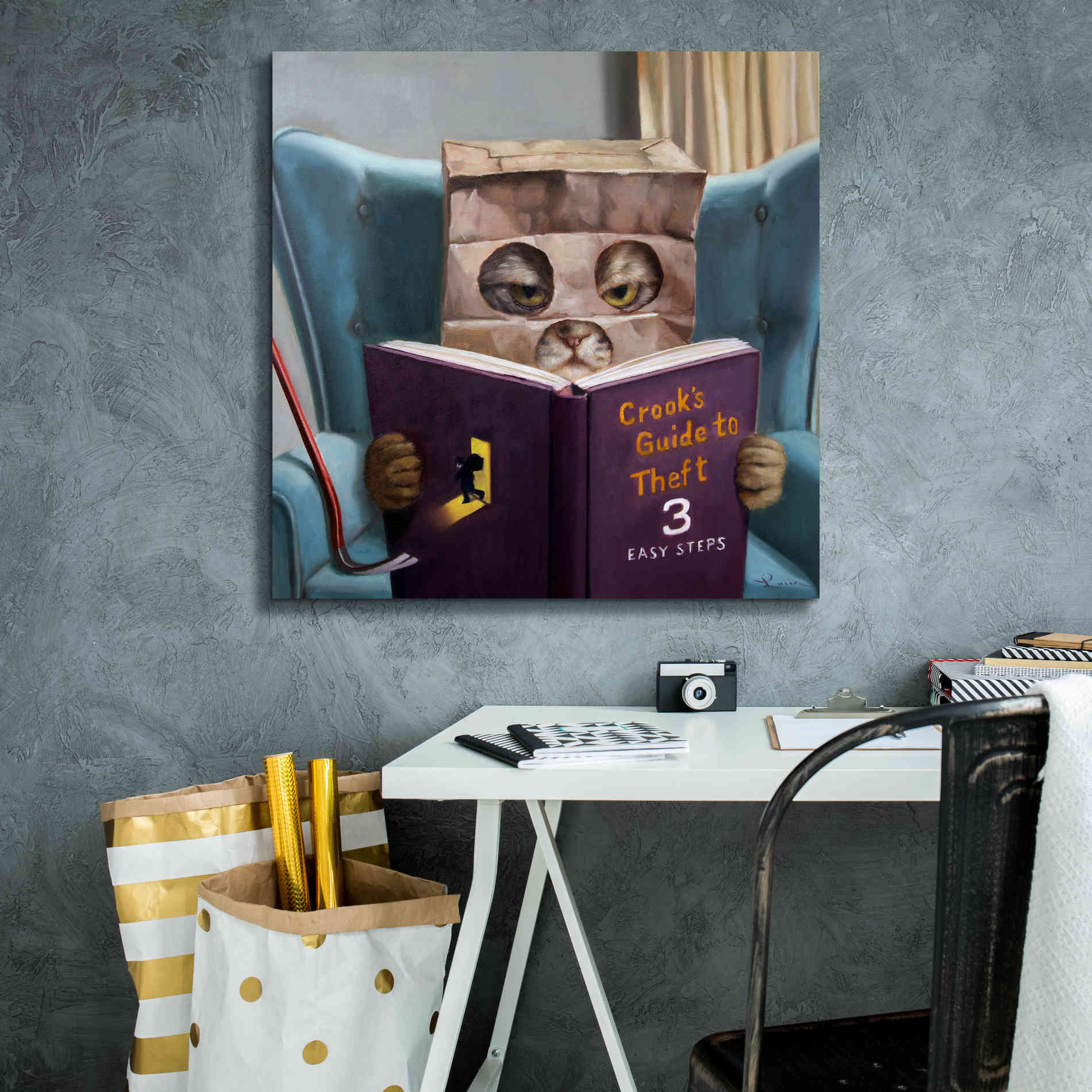 'Cat Burglar 2' by Lucia Heffernan, Canvas Wall Art,26x26