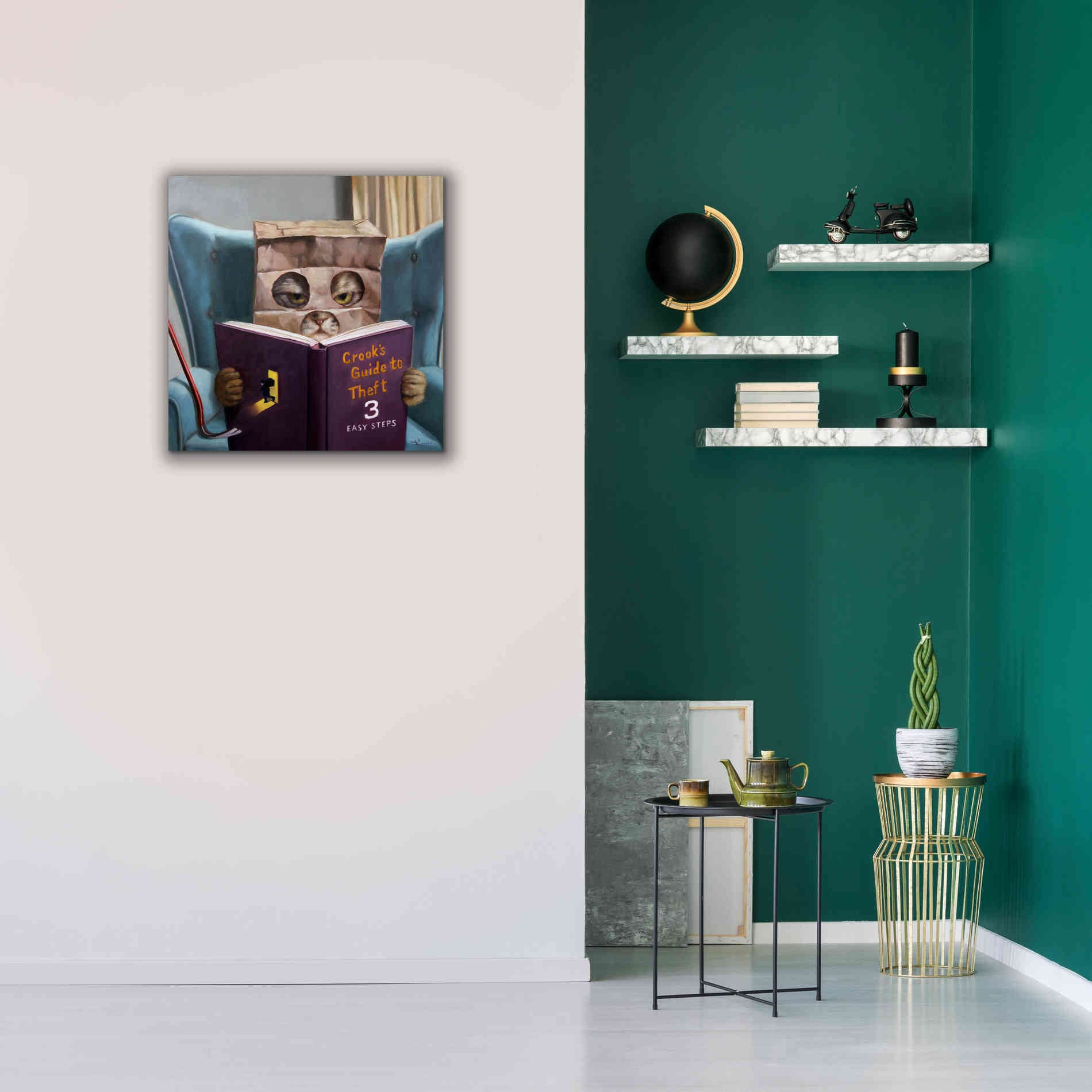'Cat Burglar 2' by Lucia Heffernan, Canvas Wall Art,26x26