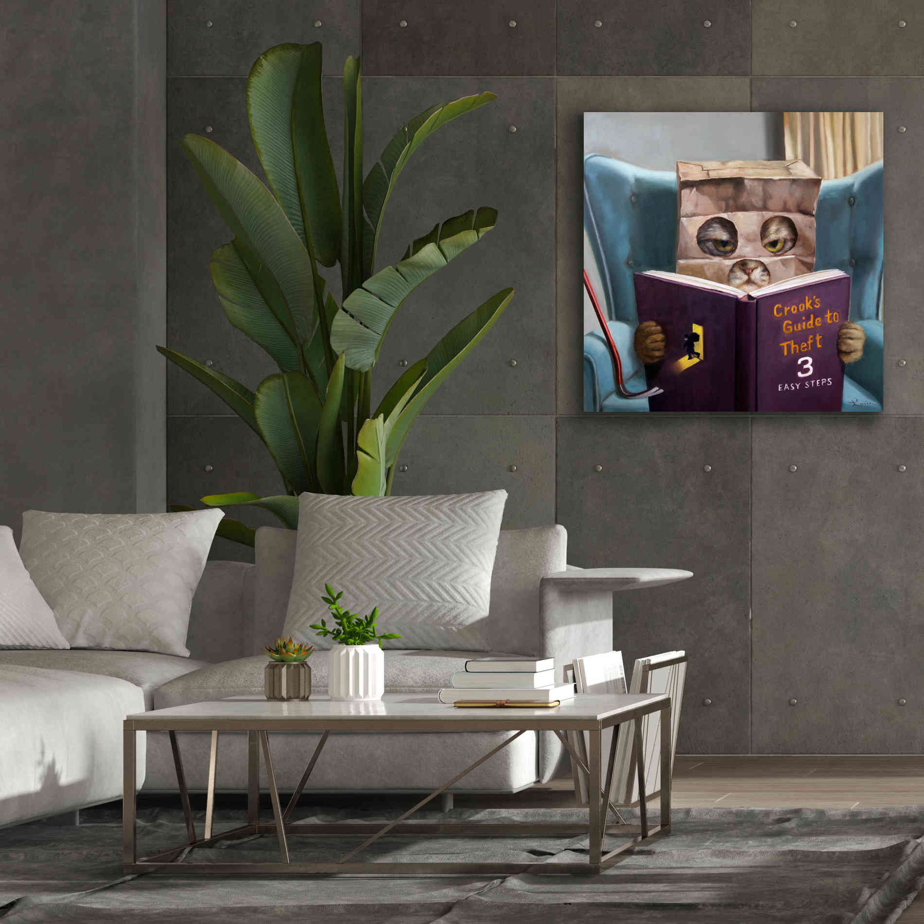 'Cat Burglar 2' by Lucia Heffernan, Canvas Wall Art,37x37
