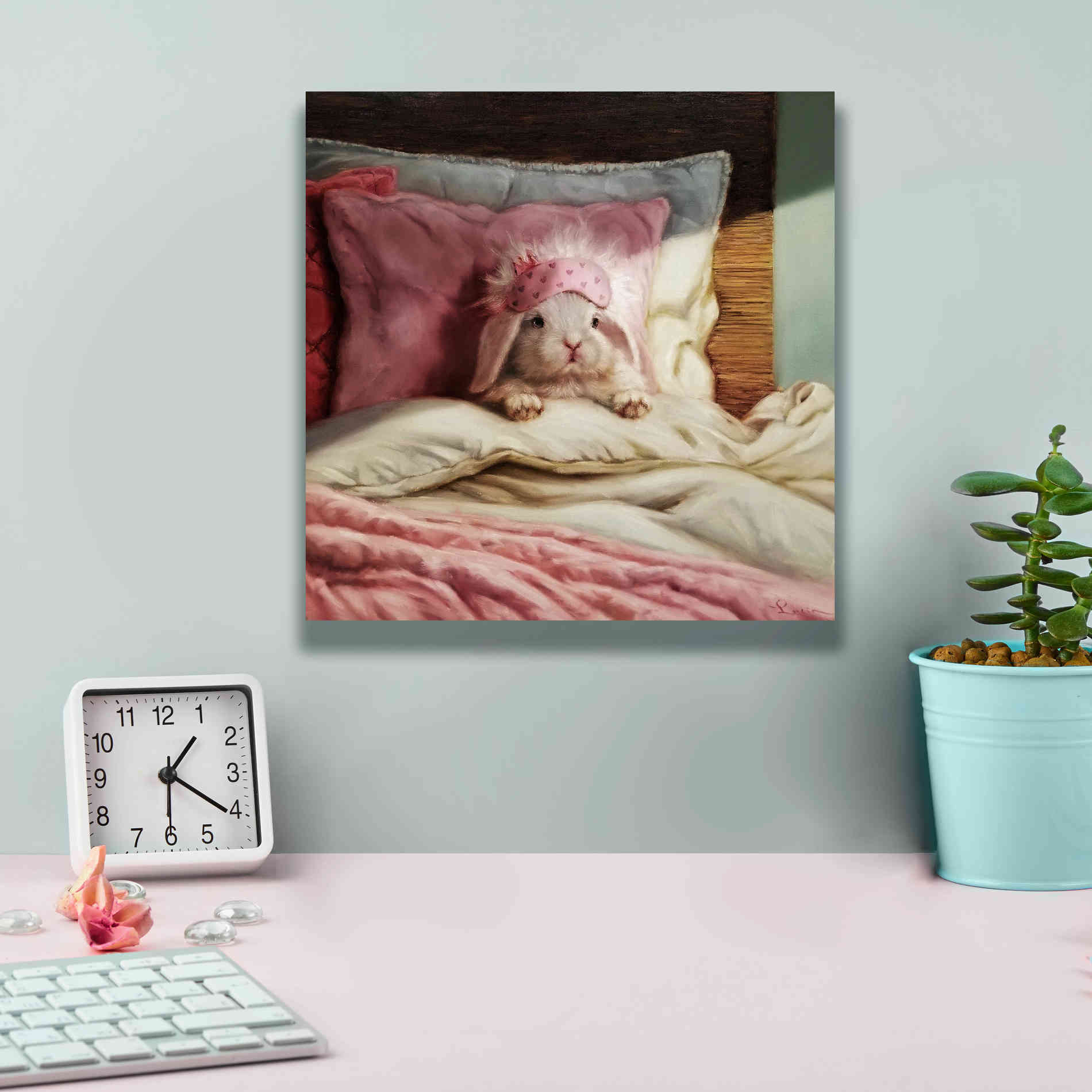 'Bed Hare' by Lucia Heffernan, Canvas Wall Art,12x12