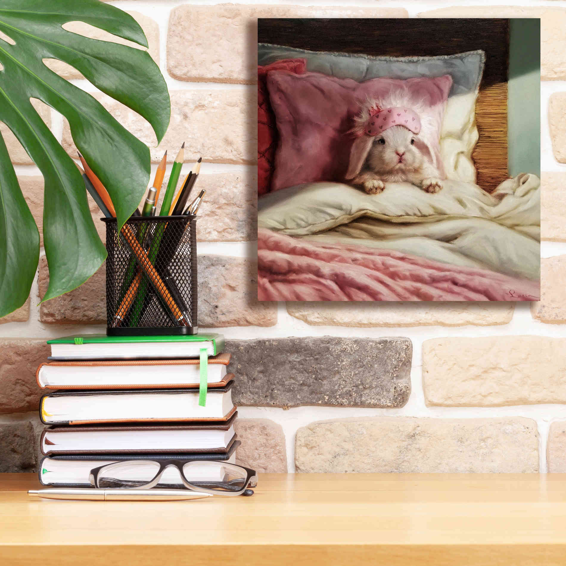'Bed Hare' by Lucia Heffernan, Canvas Wall Art,12x12