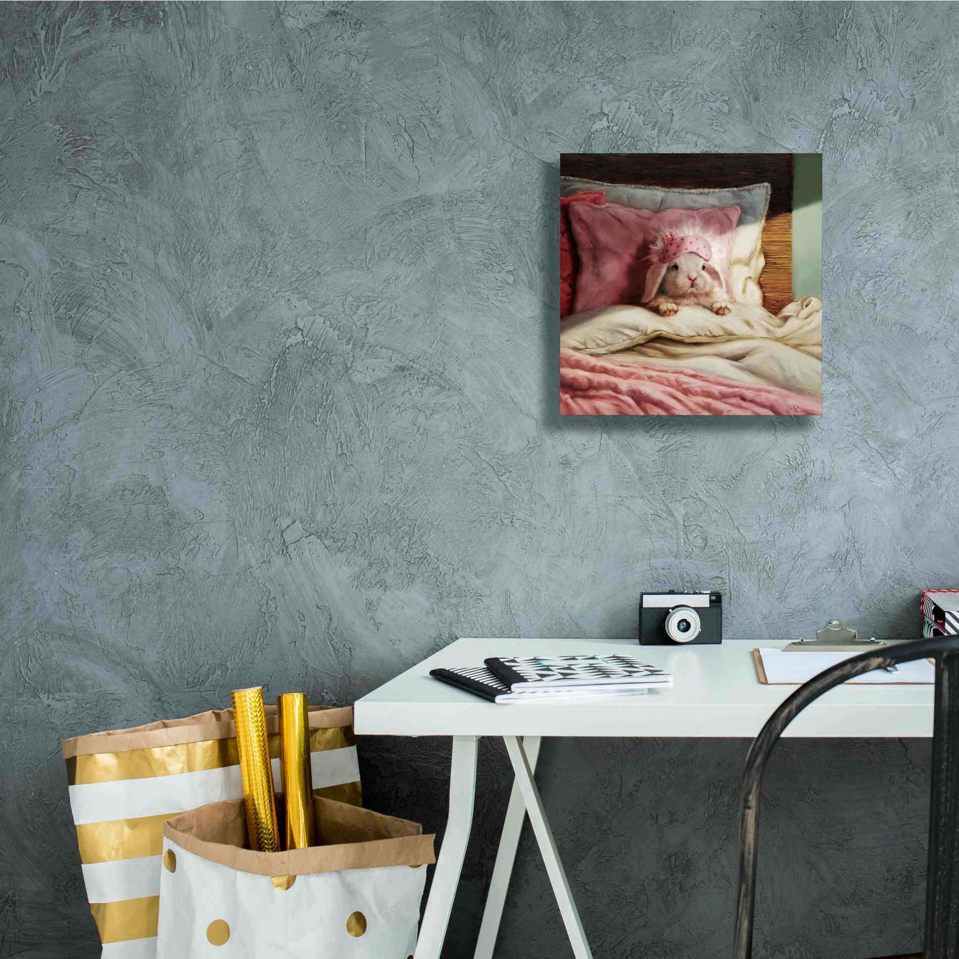 'Bed Hare' by Lucia Heffernan, Canvas Wall Art,12x12