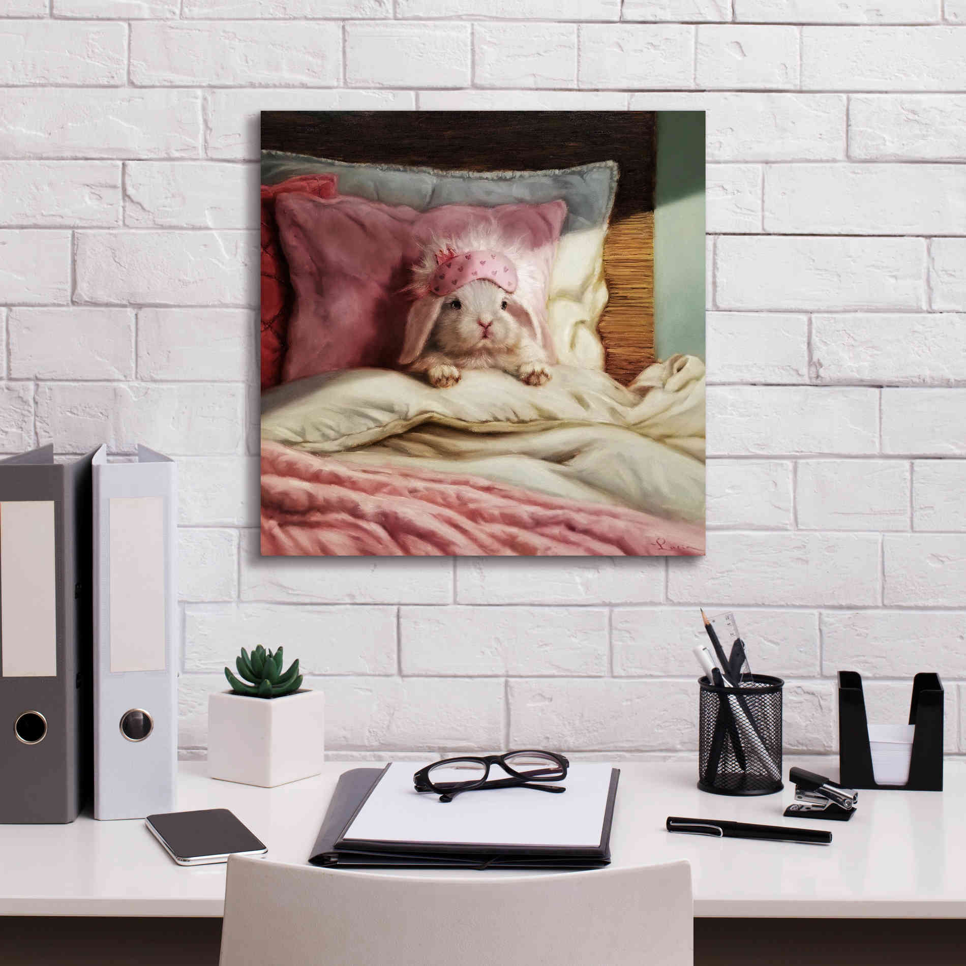 'Bed Hare' by Lucia Heffernan, Canvas Wall Art,18x18