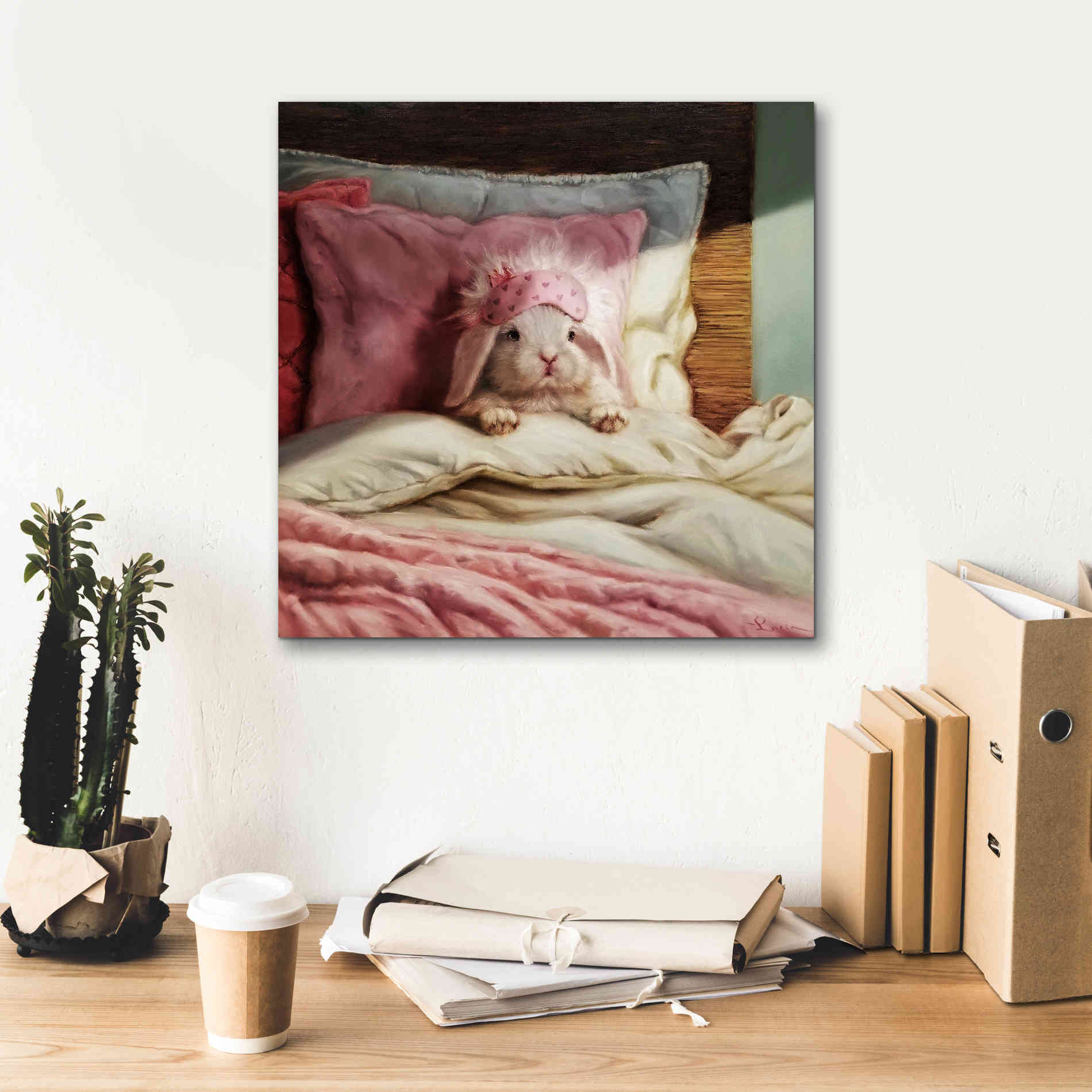 'Bed Hare' by Lucia Heffernan, Canvas Wall Art,18x18
