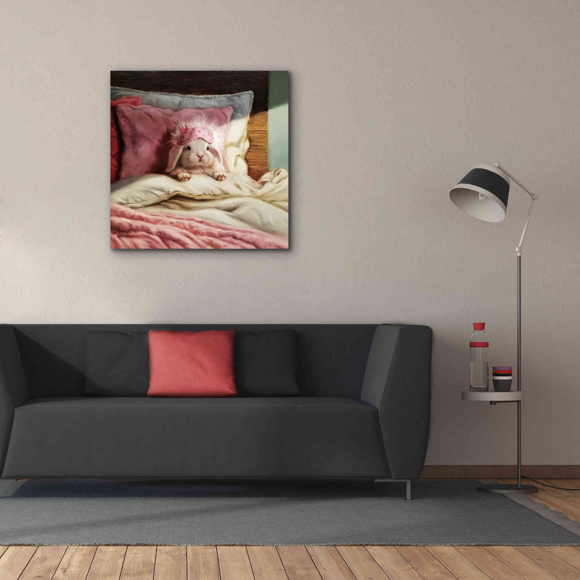 'Bed Hare' by Lucia Heffernan, Canvas Wall Art,37x37
