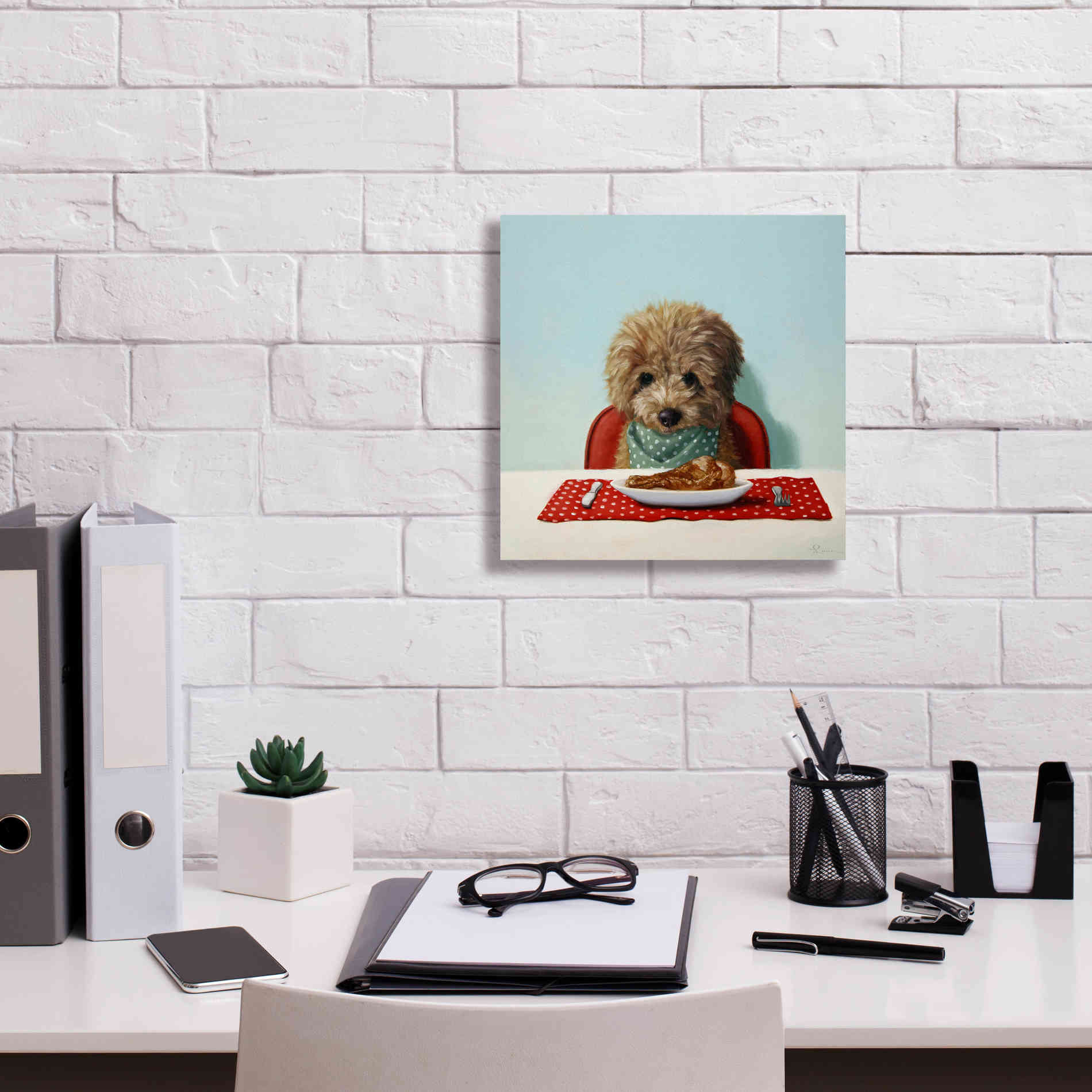 'Puppy Chow' by Lucia Heffernan, Canvas Wall Art,12x12