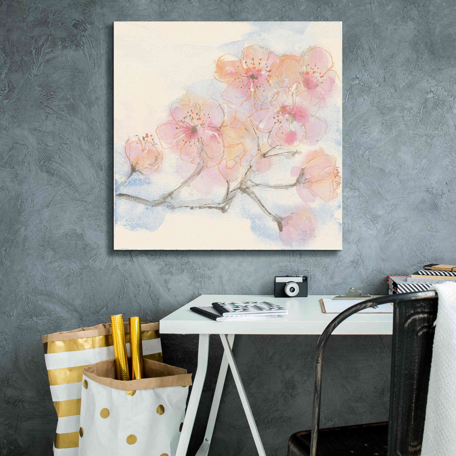 'Pink Blossoms III' by Chris Paschke, Canvas Wall Art,26 x 26