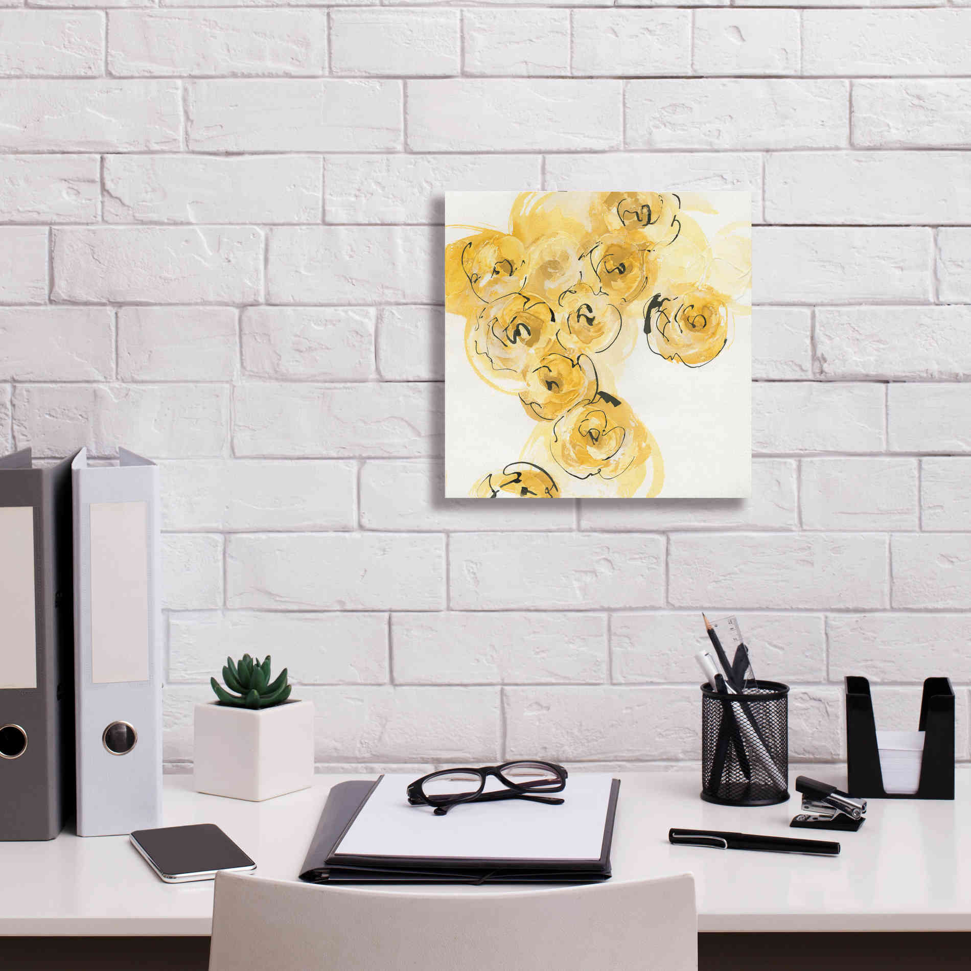 'Yellow Roses Anew I' by Chris Paschke, Canvas Wall Art,12 x 12