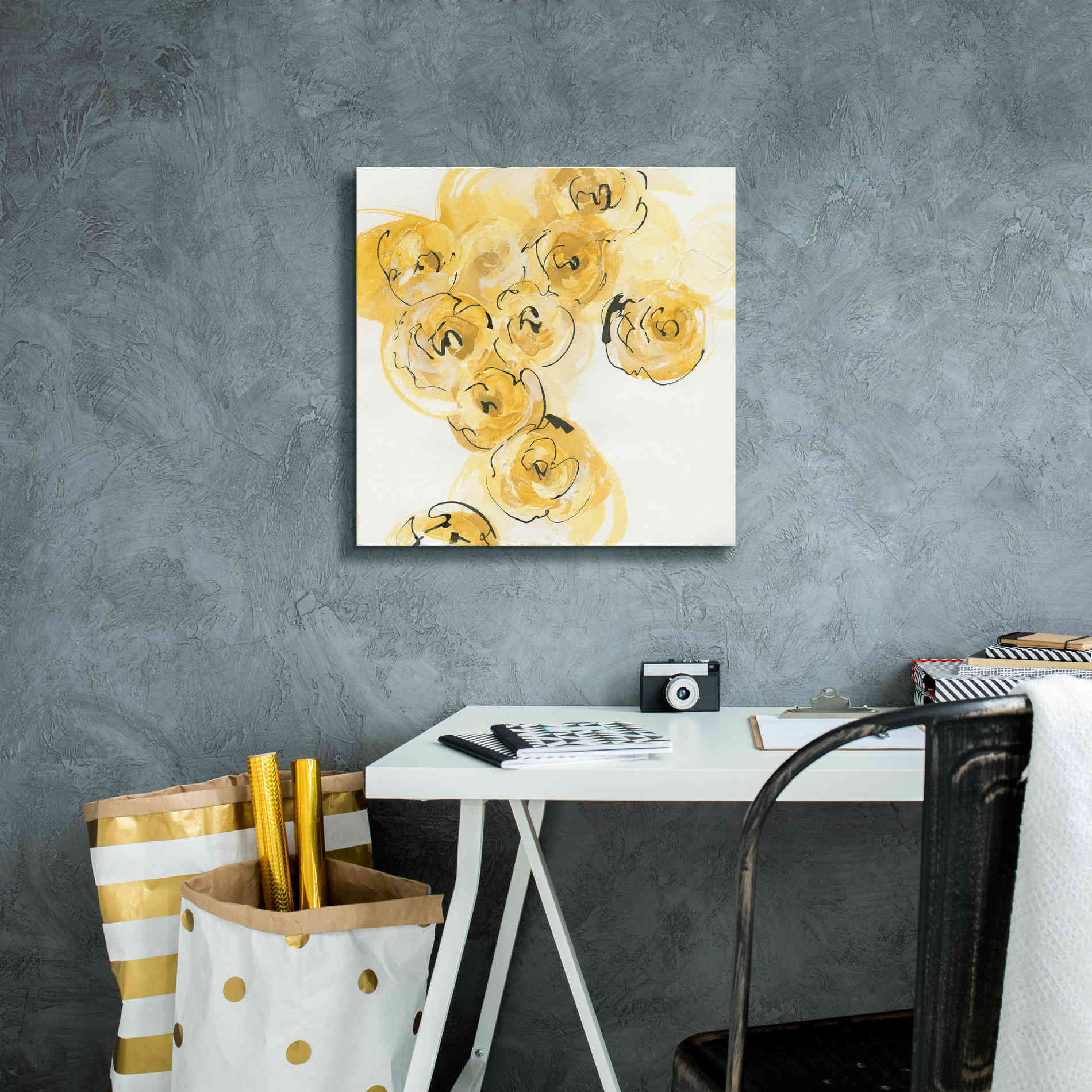 'Yellow Roses Anew I' by Chris Paschke, Canvas Wall Art,18 x 18