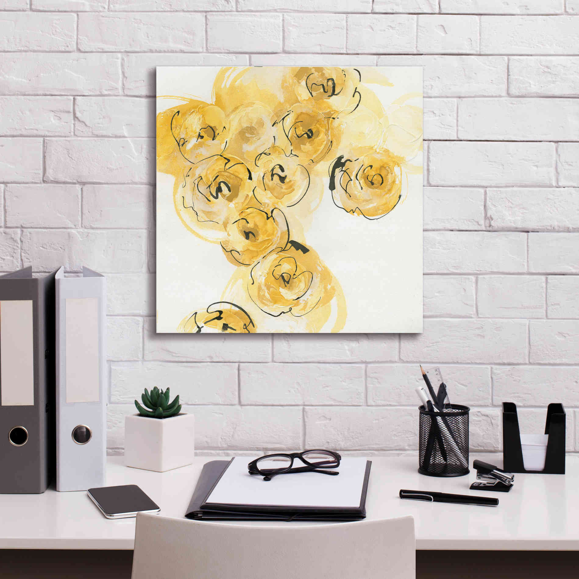'Yellow Roses Anew I' by Chris Paschke, Canvas Wall Art,18 x 18