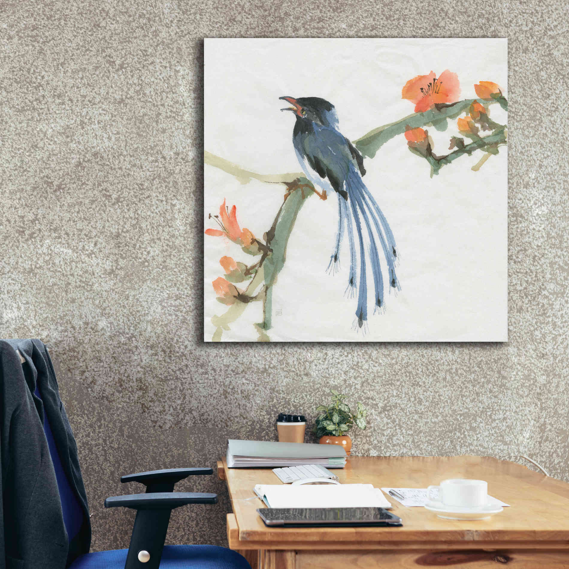 'Formosan Blue Magpie' by Chris Paschke, Canvas Wall Art,37 x 37