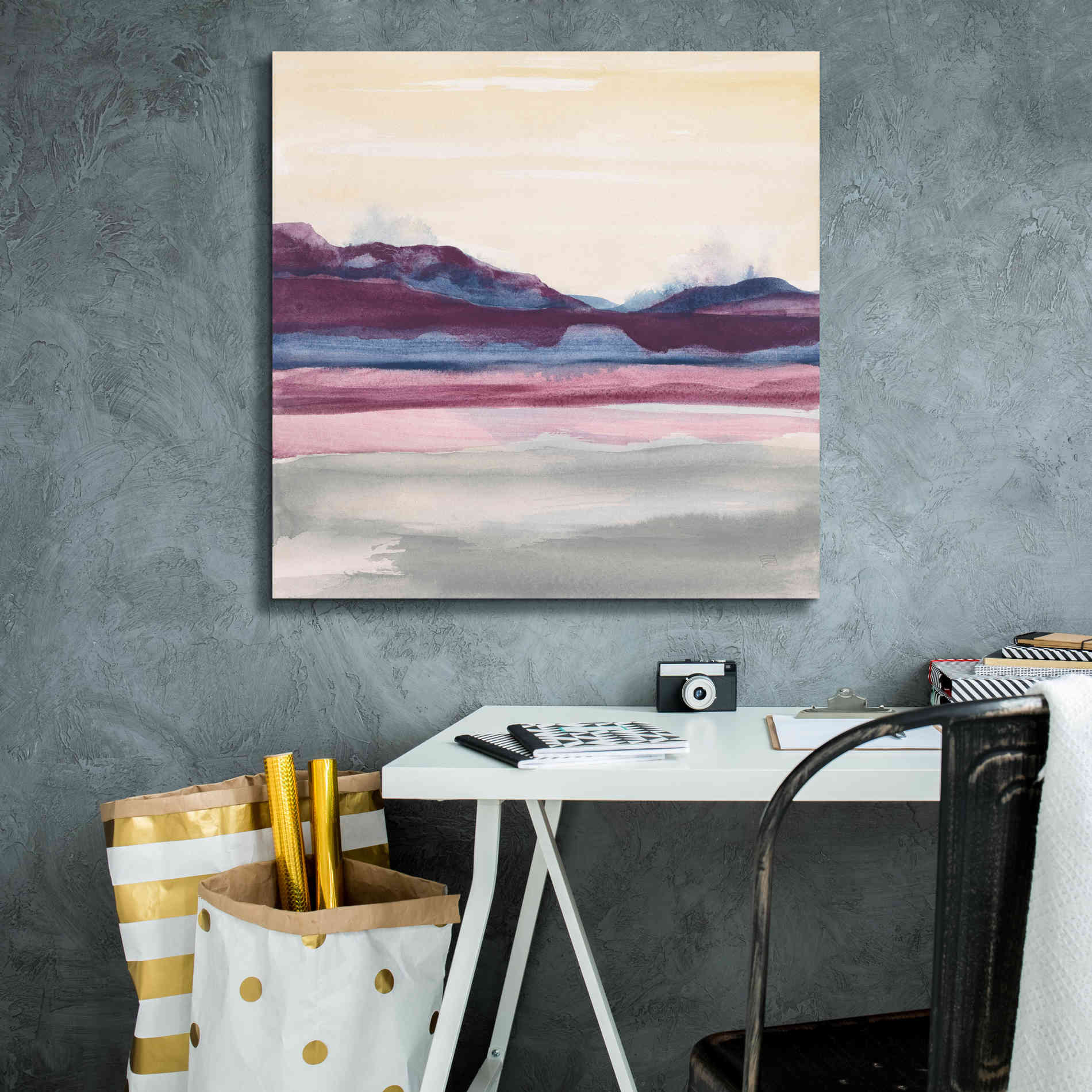 'Purple Rock Dawn II' by Chris Paschke, Canvas Wall Art,26 x 26