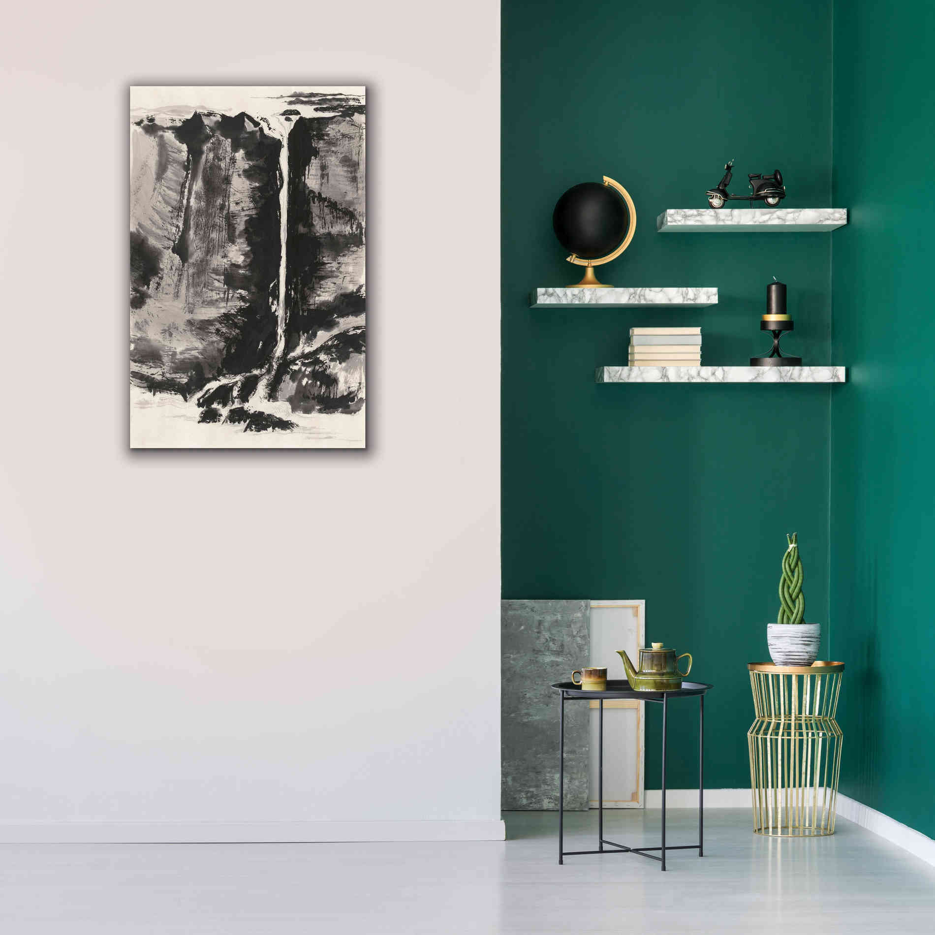 'Sumi Waterfall View III' by Chris Paschke, Canvas Wall Art,26 x 40