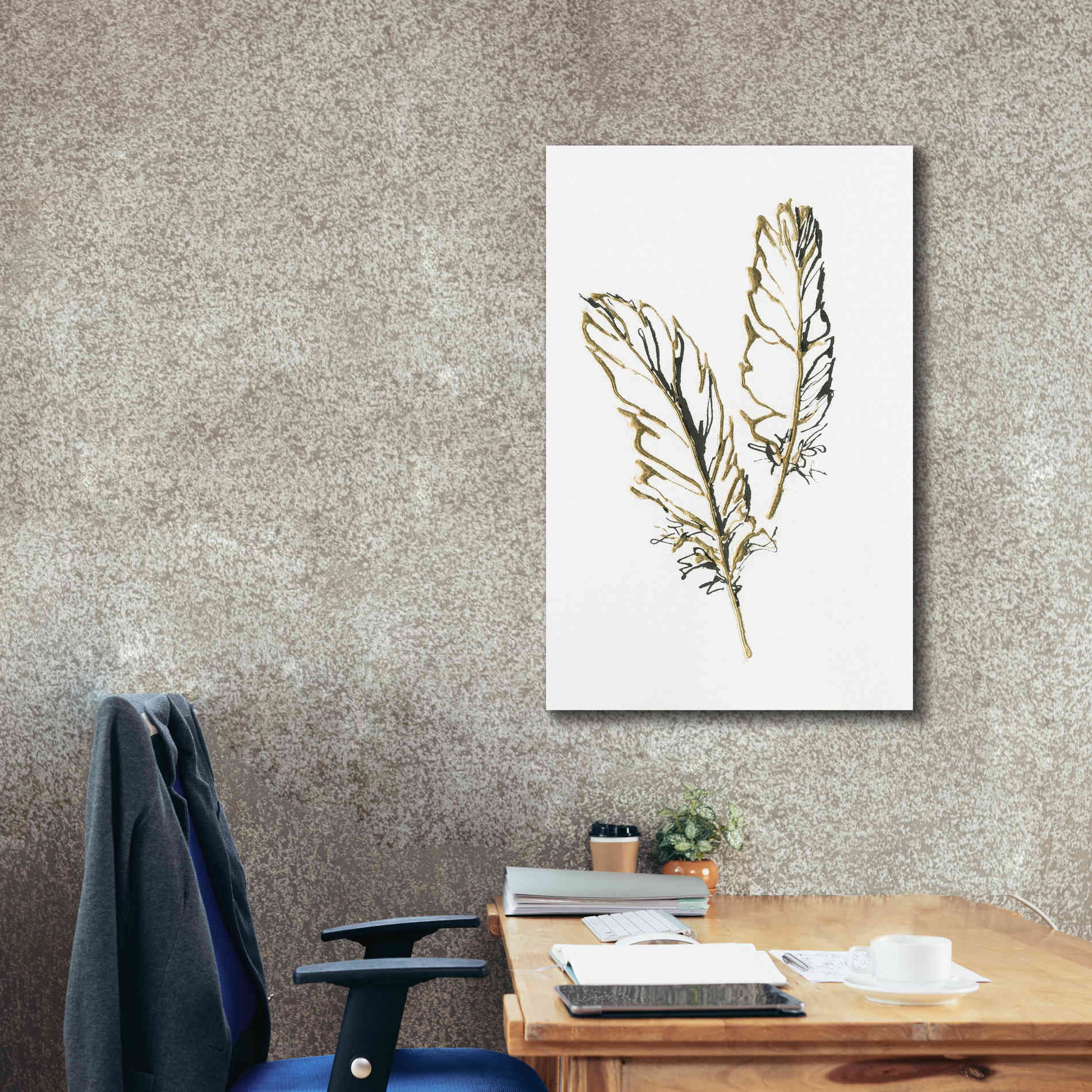 'Gilded Barn Owl Feather' by Chris Paschke, Canvas Wall Art,26 x 40