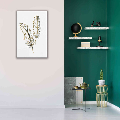 Image of 'Gilded Barn Owl Feather' by Chris Paschke, Canvas Wall Art,26 x 40