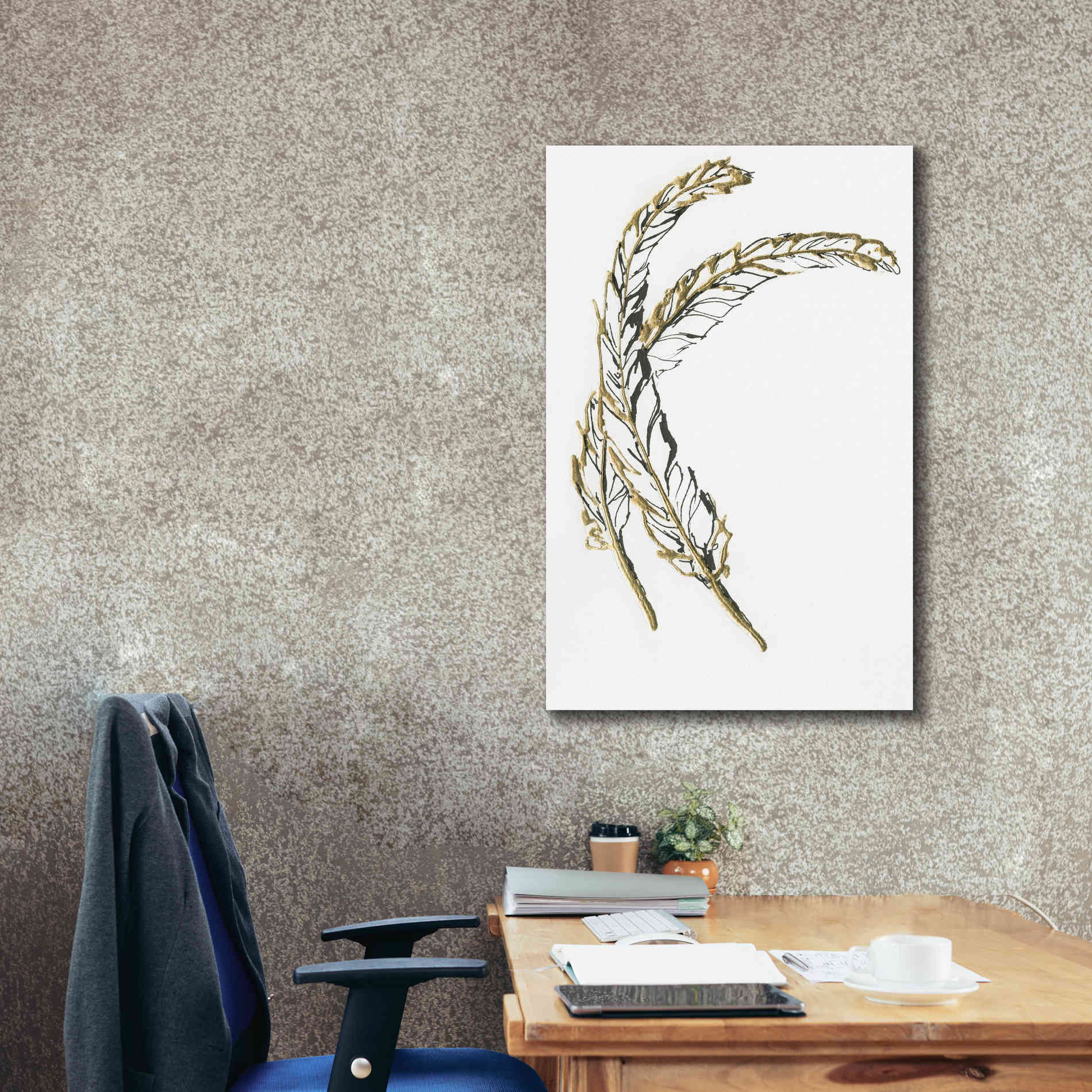 'Gilded Hackles Feather' by Chris Paschke, Canvas Wall Art,26 x 40