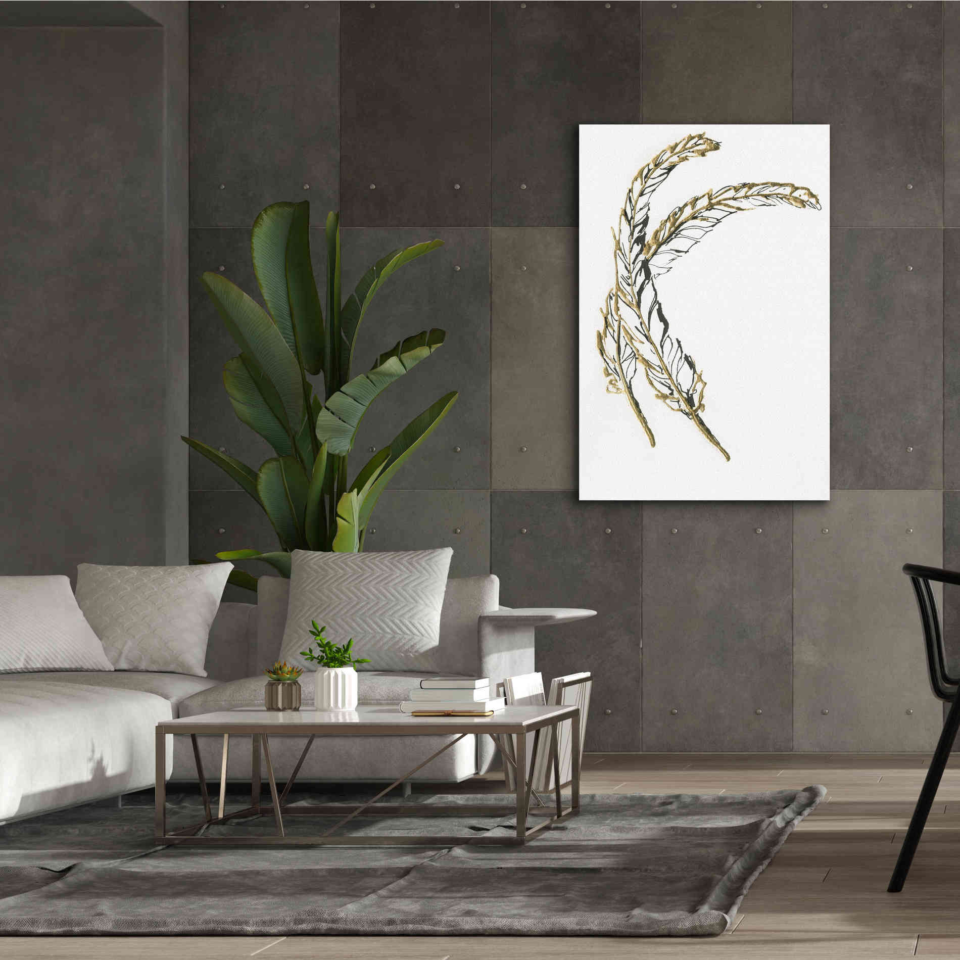 'Gilded Hackles Feather' by Chris Paschke, Canvas Wall Art,40 x 60