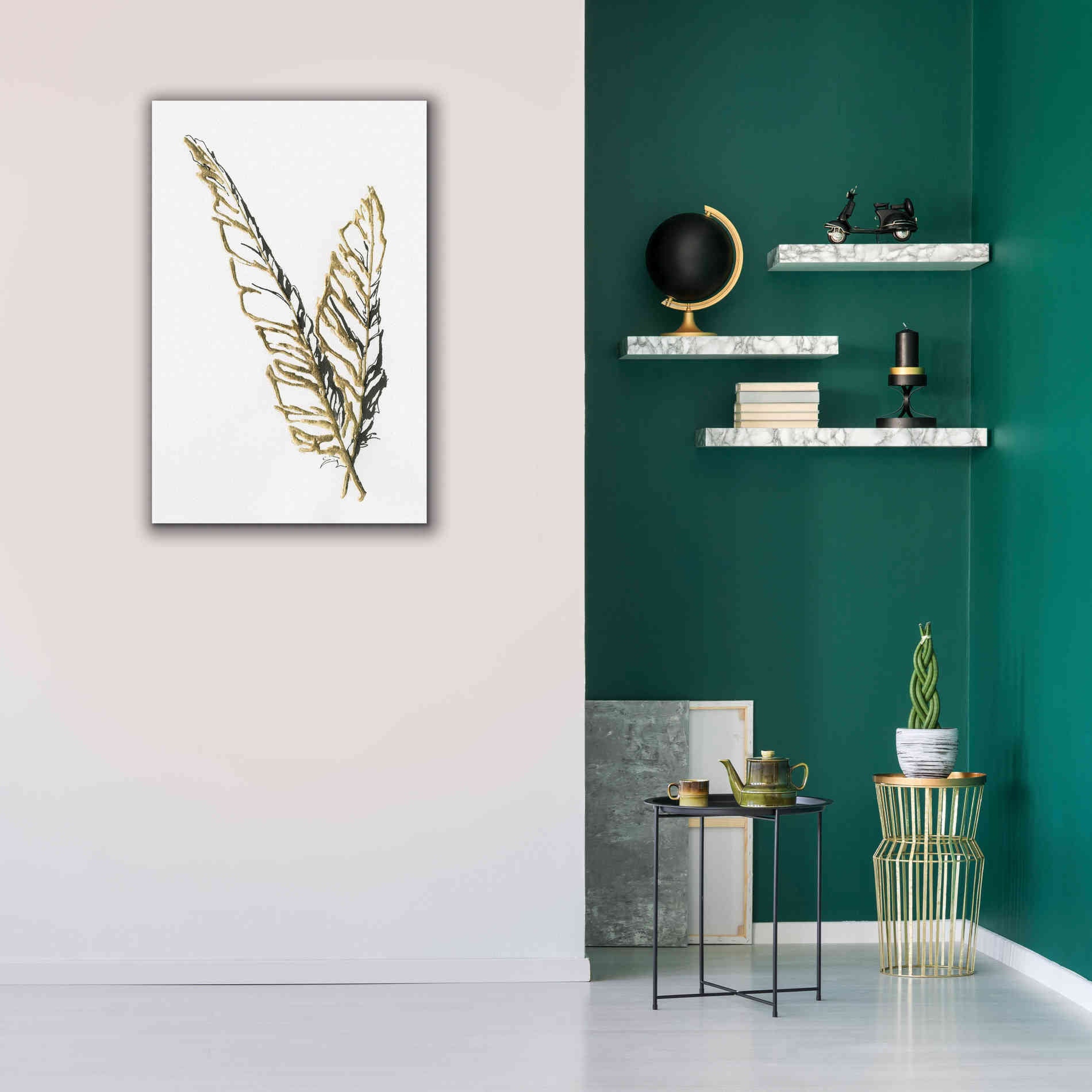 'Gilded Raven Feather' by Chris Paschke, Canvas Wall Art,26 x 40