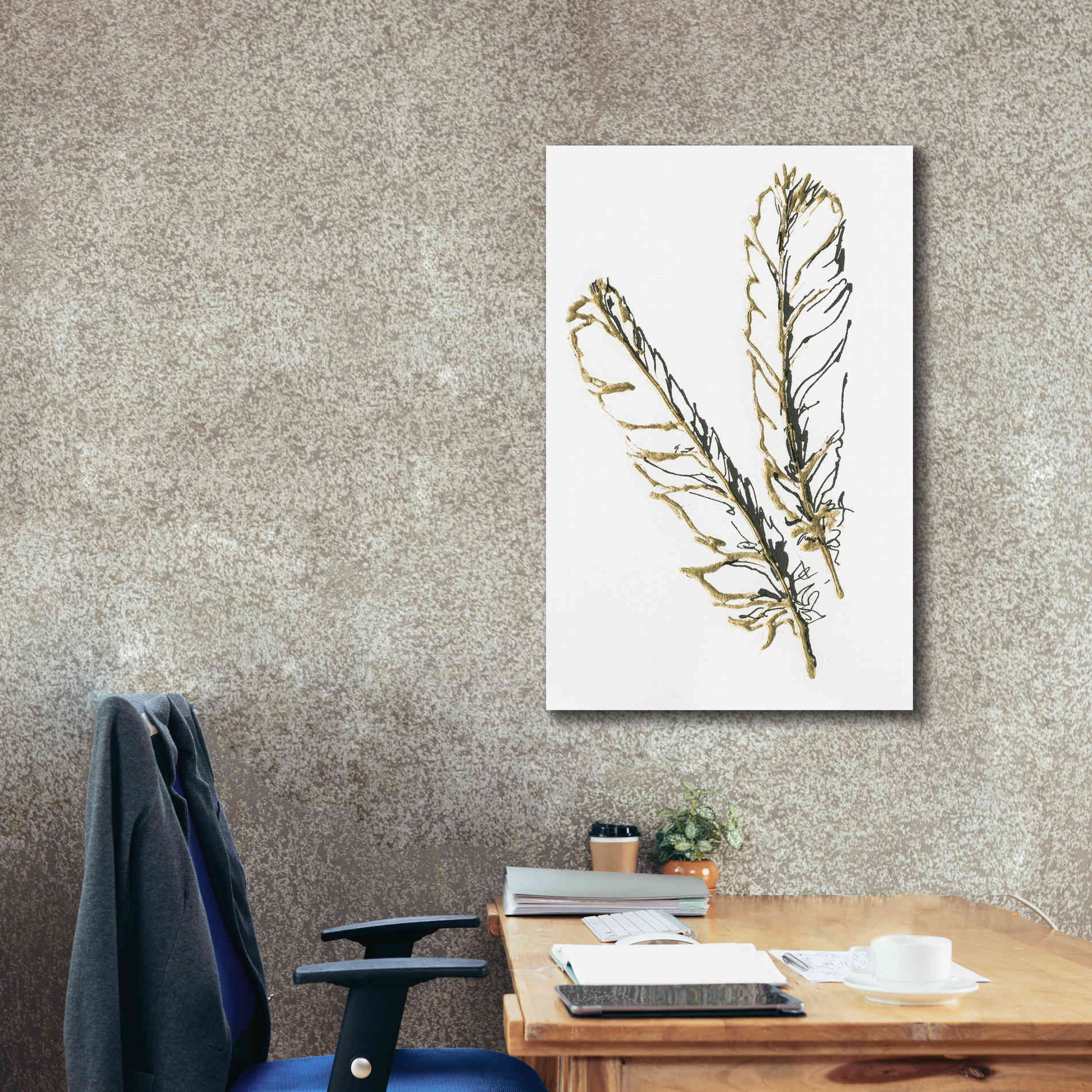 'Gilded Red Tailed Hawk Feather' by Chris Paschke, Canvas Wall Art,26 x 40