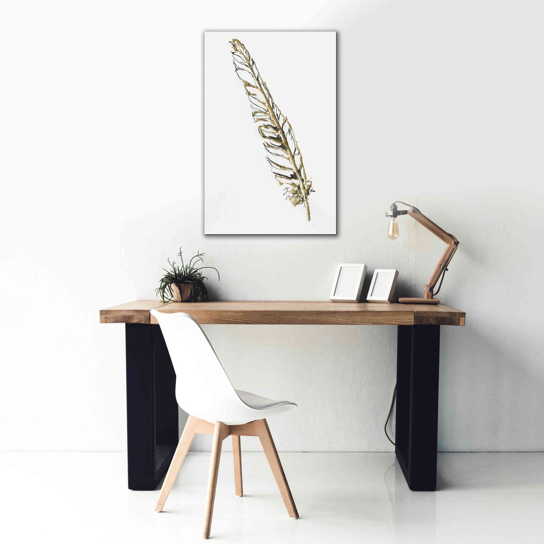 'Gilded Swan Feather I' by Chris Paschke, Canvas Wall Art,26 x 40