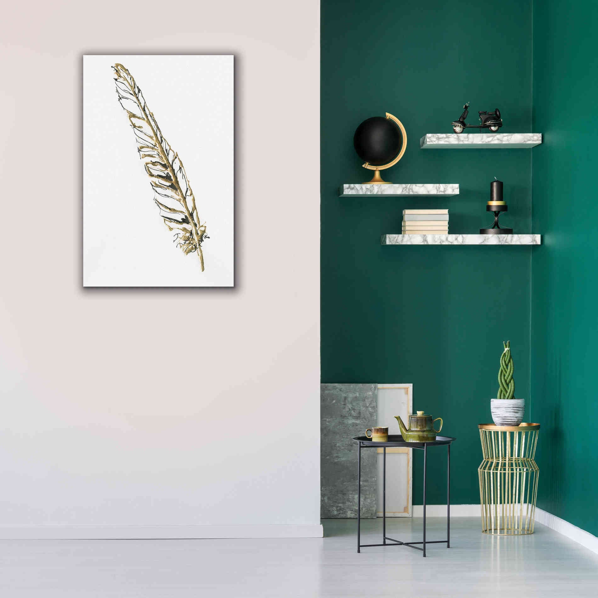 'Gilded Swan Feather I' by Chris Paschke, Canvas Wall Art,26 x 40
