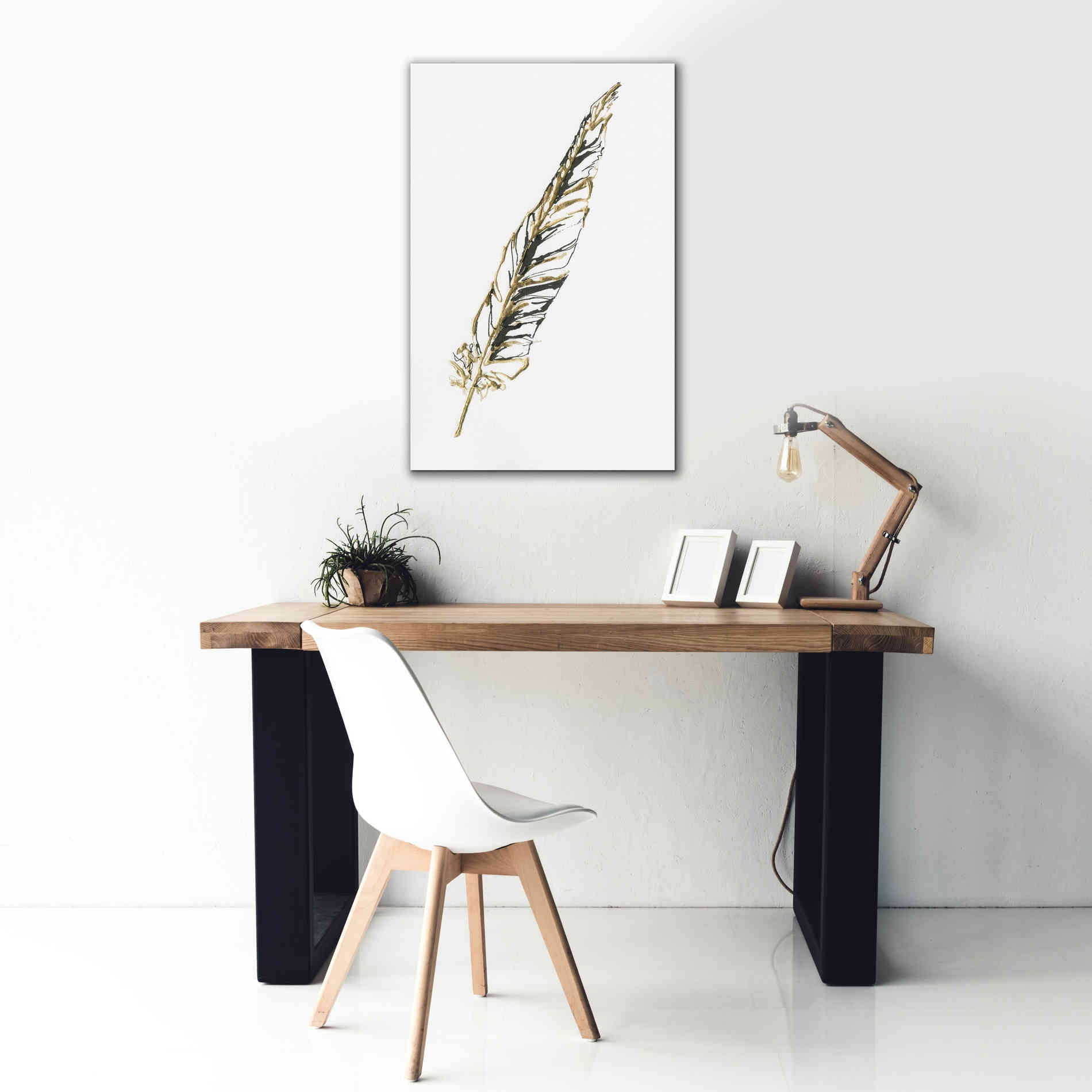'Gilded Swan Feather II' by Chris Paschke, Canvas Wall Art,26 x 40