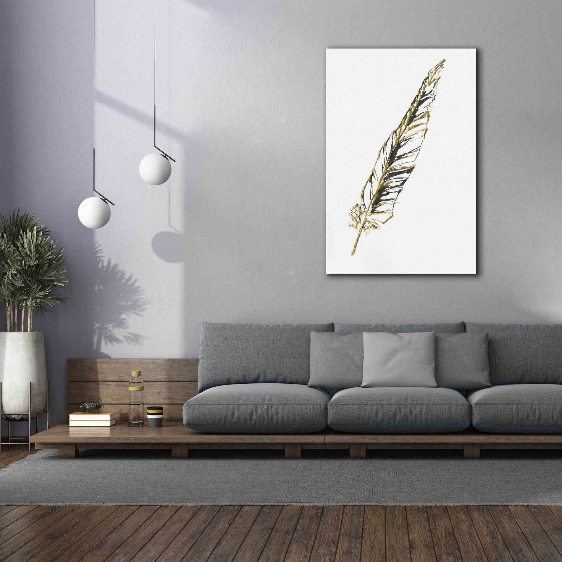 'Gilded Swan Feather II' by Chris Paschke, Canvas Wall Art,40 x 60