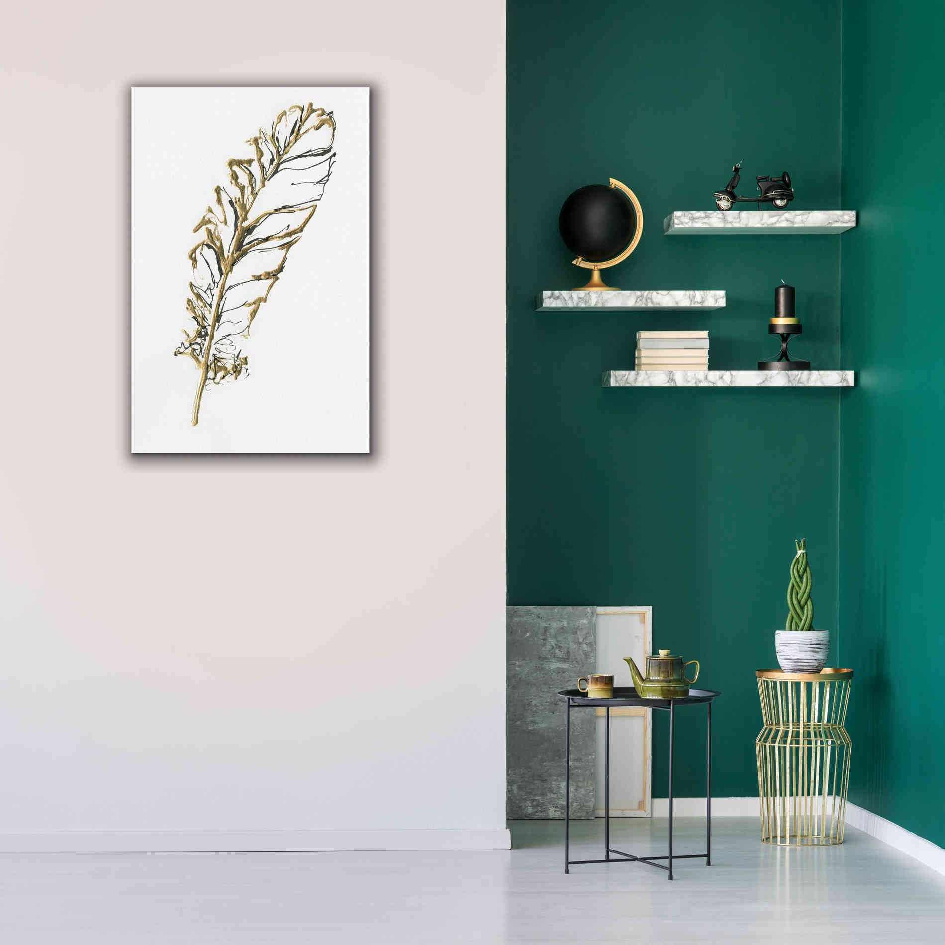 'Gilded Turkey Feather I' by Chris Paschke, Canvas Wall Art,26 x 40