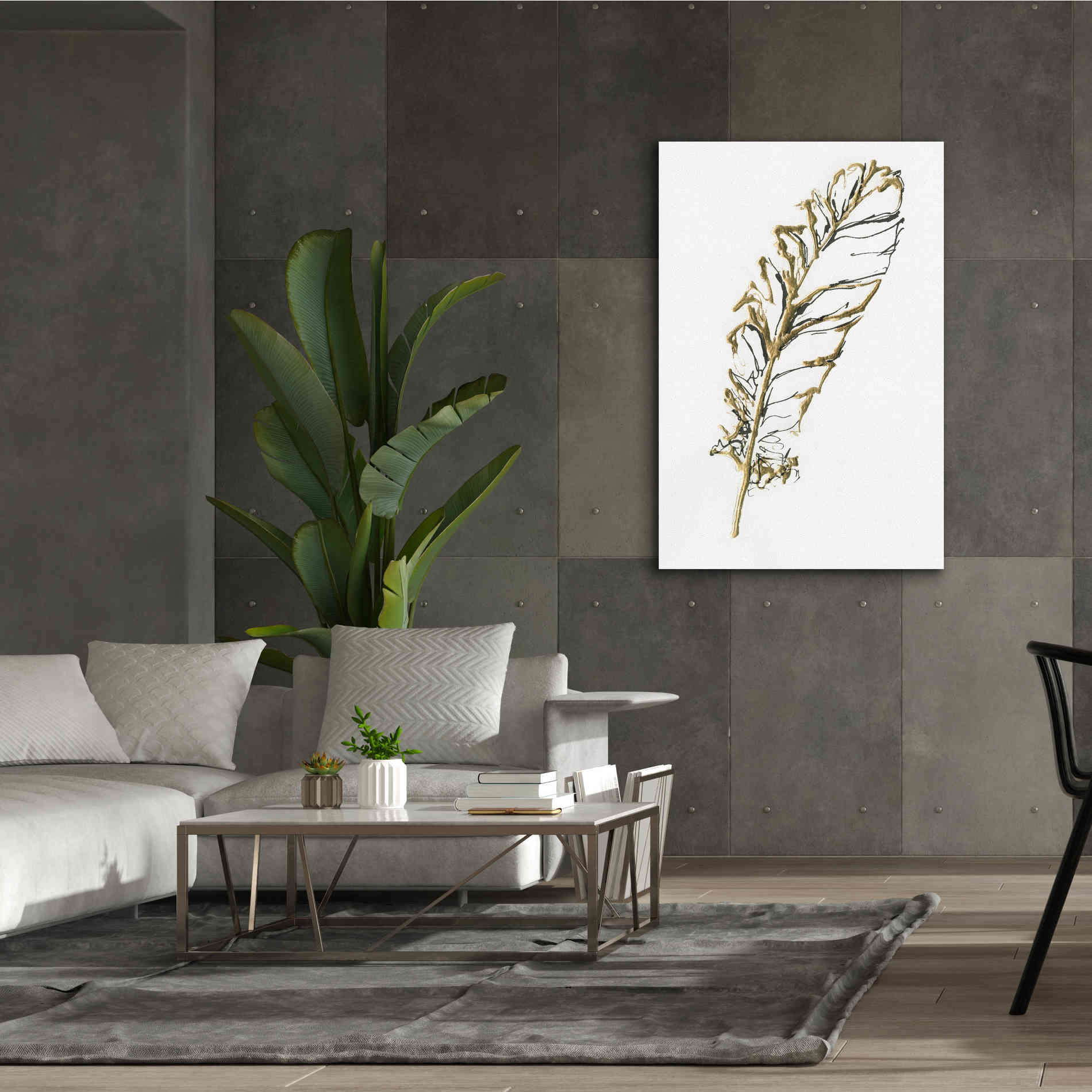 'Gilded Turkey Feather I' by Chris Paschke, Canvas Wall Art,40 x 60