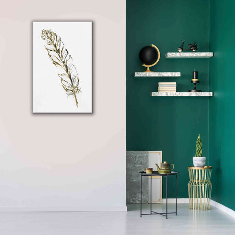 Image of 'Gilded Turkey Feather II' by Chris Paschke, Canvas Wall Art,26 x 40