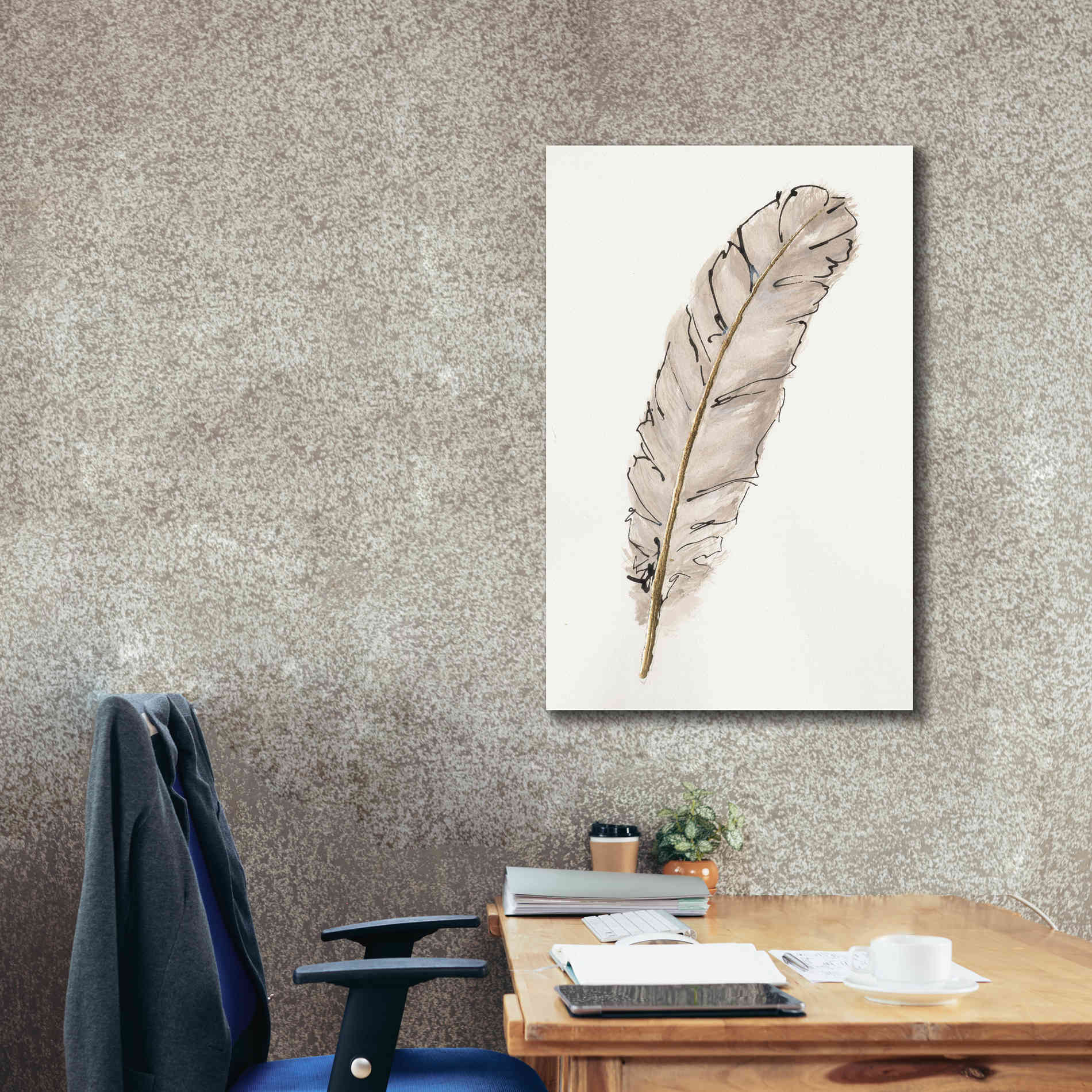 'Gold Feathers IX' by Chris Paschke, Canvas Wall Art,26 x 40
