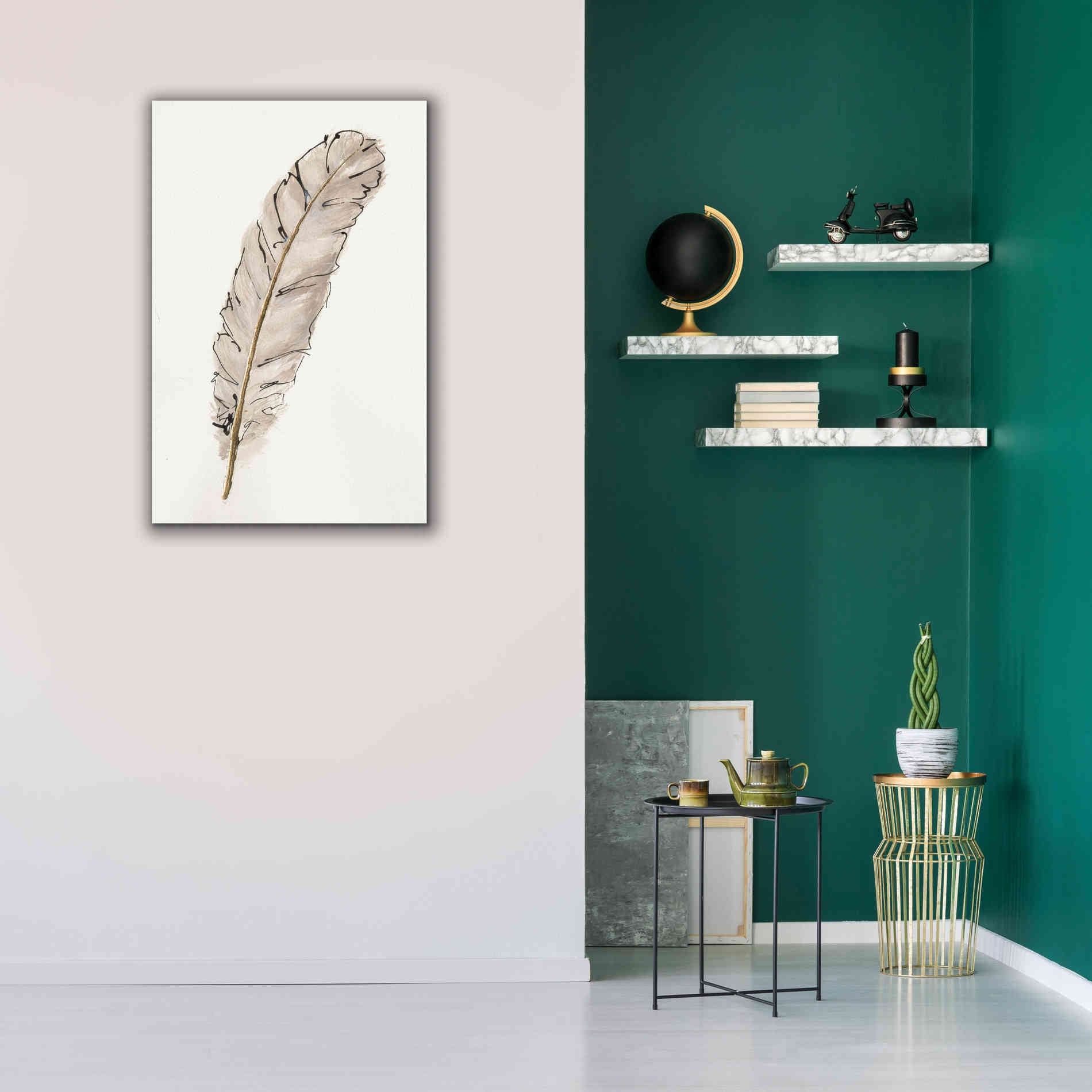 'Gold Feathers IX' by Chris Paschke, Canvas Wall Art,26 x 40