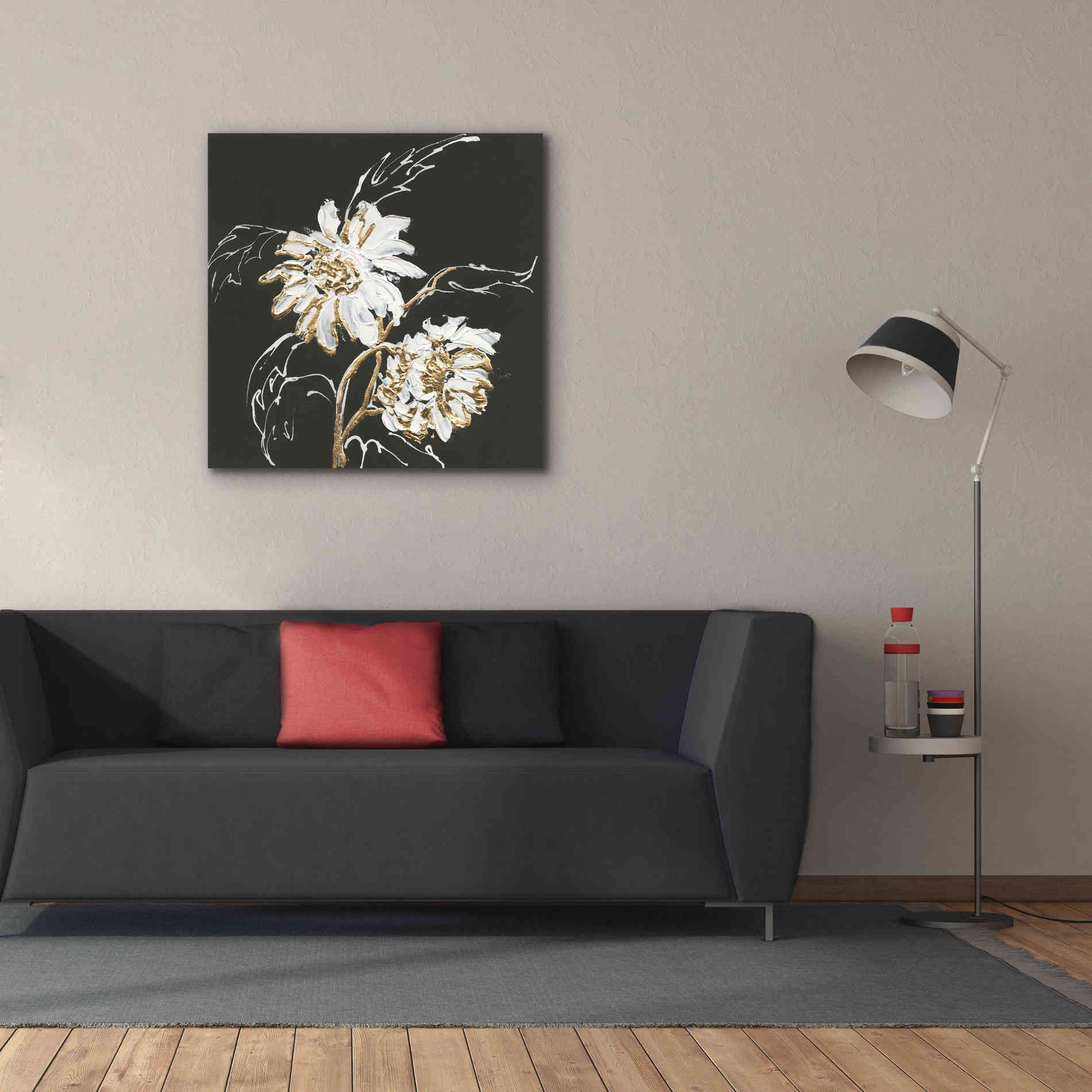 'Gilded Sunflowers' by Chris Paschke, Canvas Wall Art,37 x 37