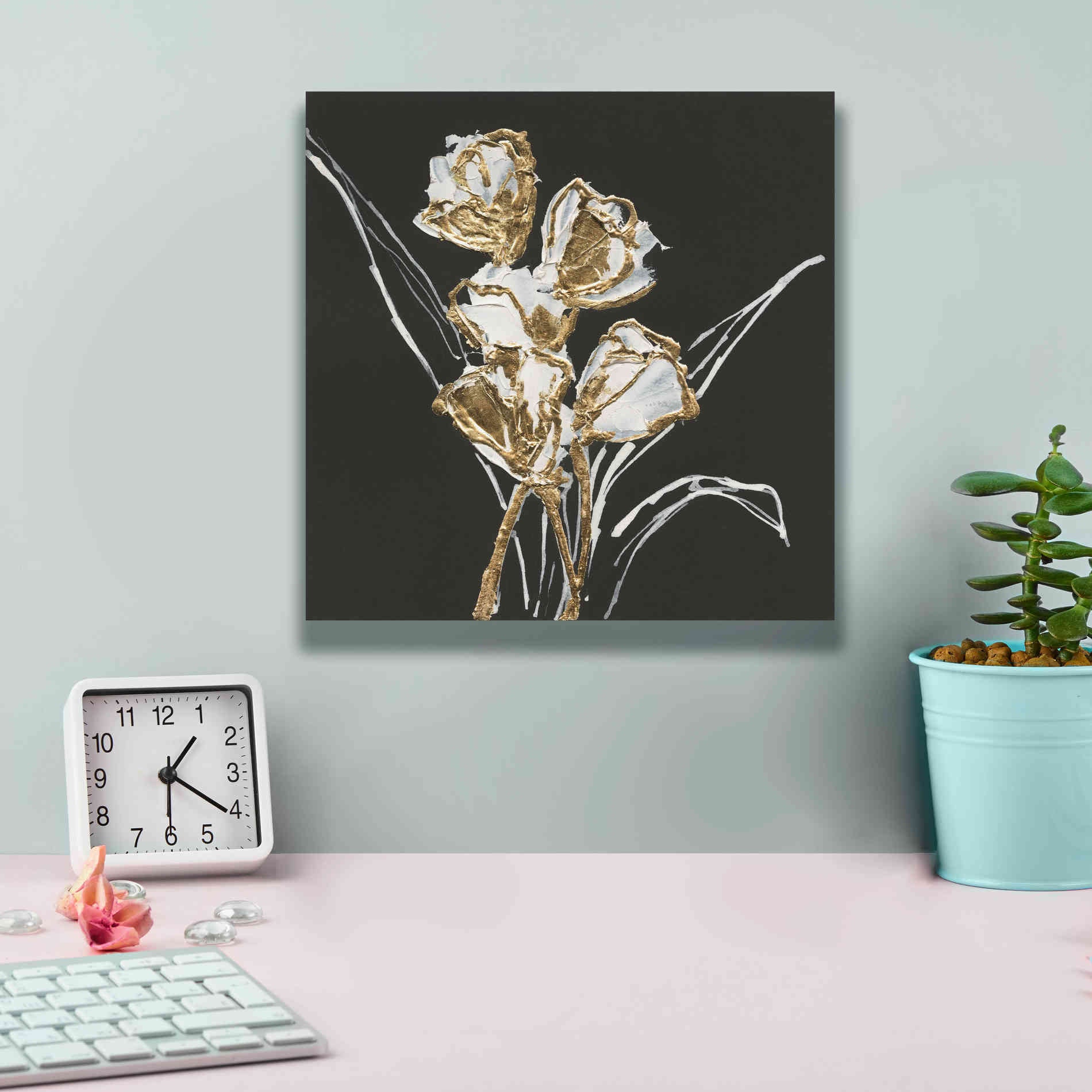 'Gilded Tulips' by Chris Paschke, Canvas Wall Art,12 x 12