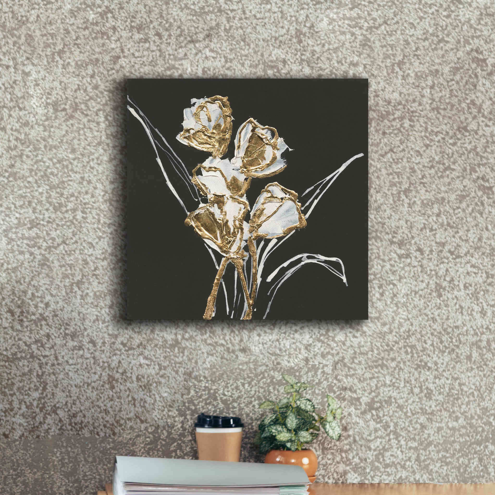 'Gilded Tulips' by Chris Paschke, Canvas Wall Art,18 x 18