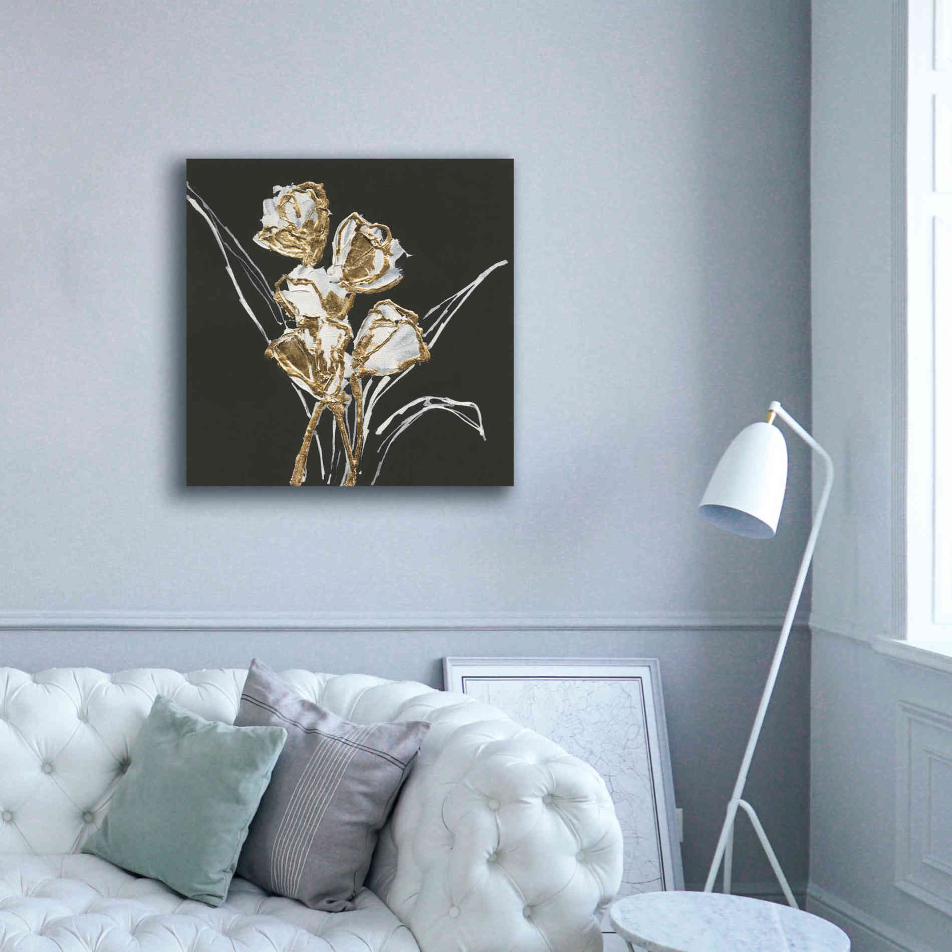 'Gilded Tulips' by Chris Paschke, Canvas Wall Art,37 x 37